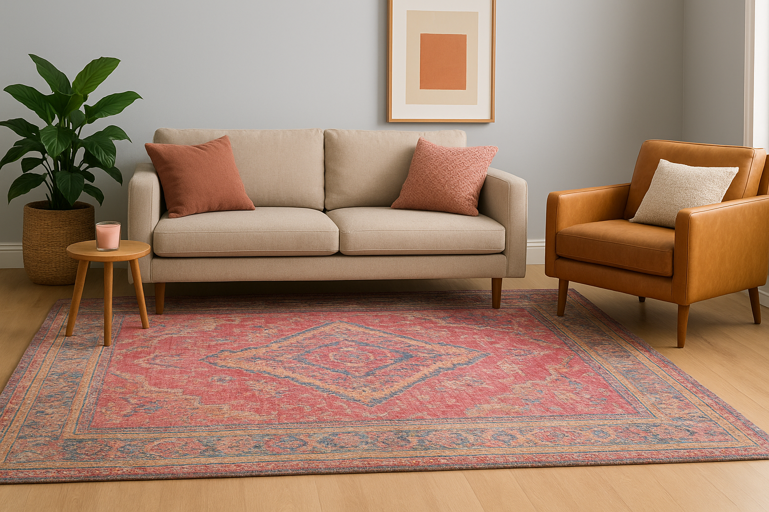 2. Anchor the room with a statement rug