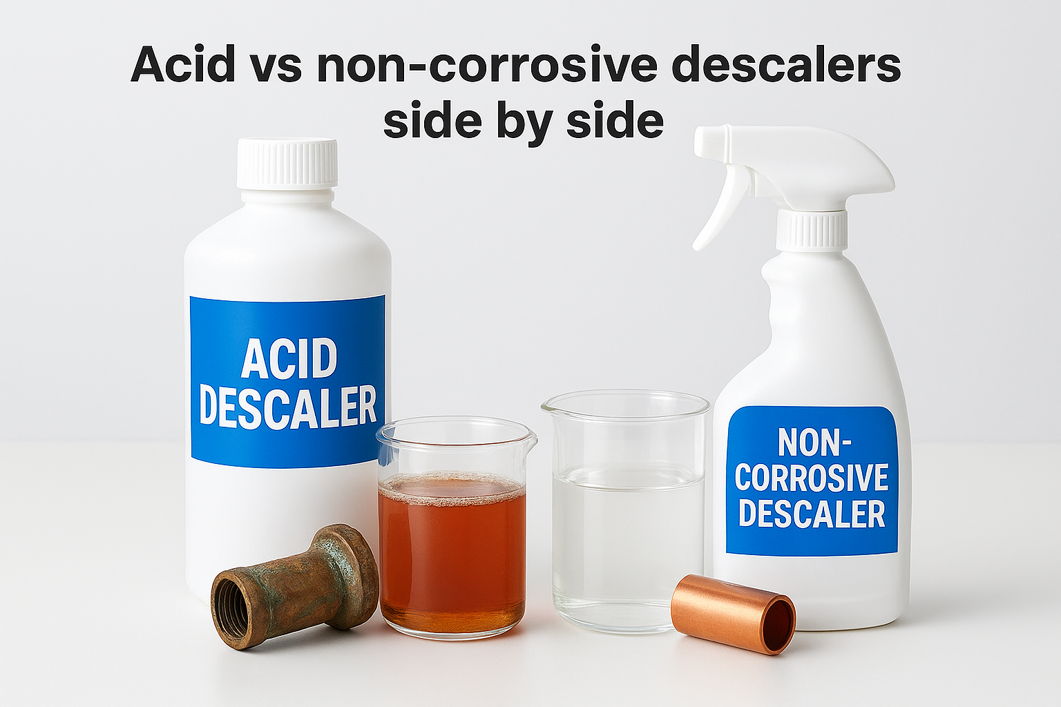 Acid vs non-corrosive descalers side by side