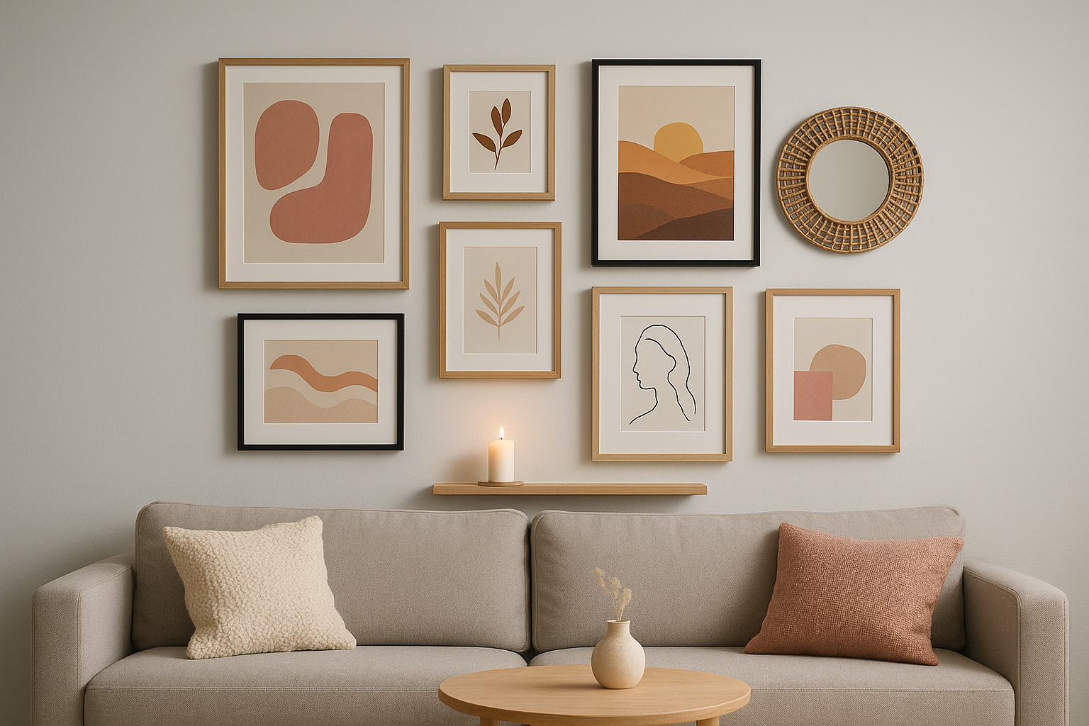 8. Create a gallery wall with curated art