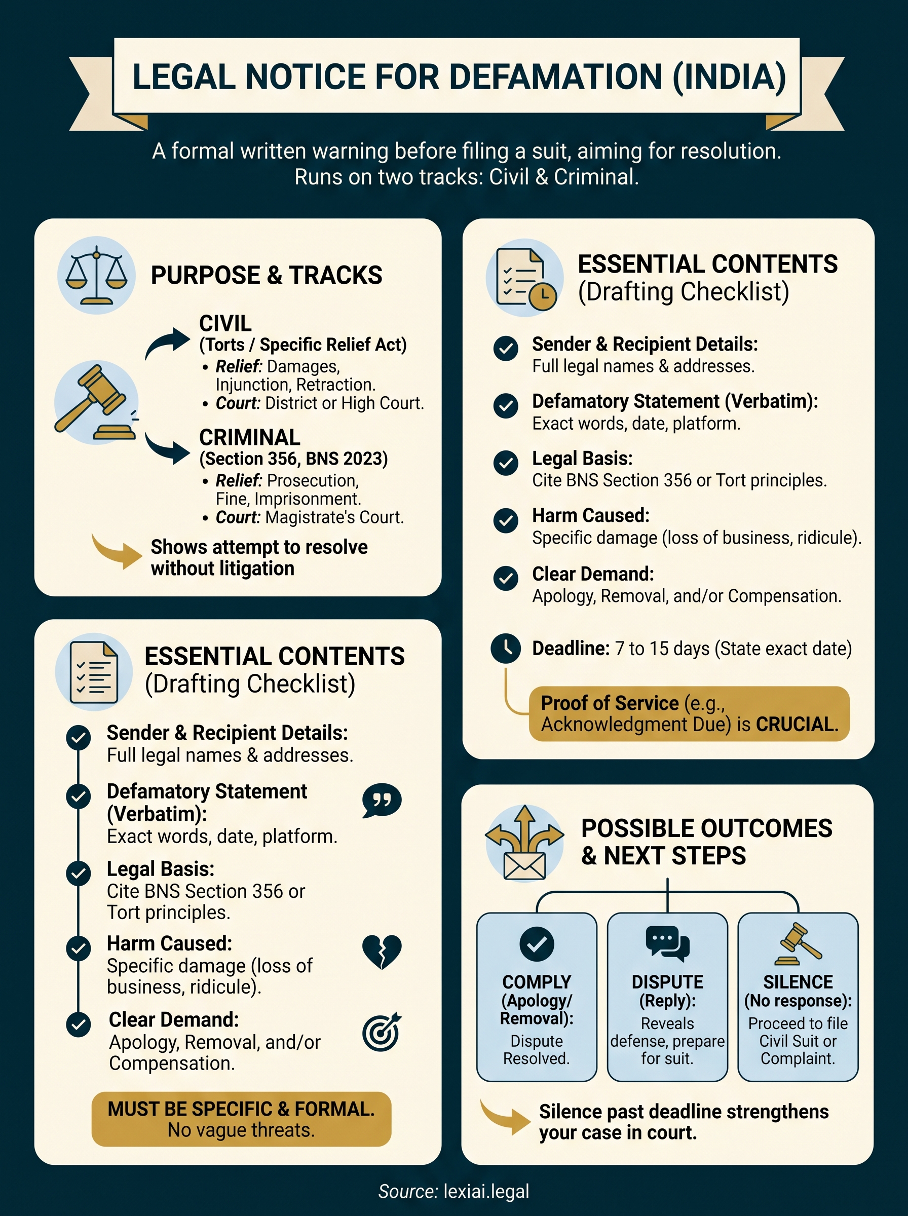 legal notice for defamation infographic