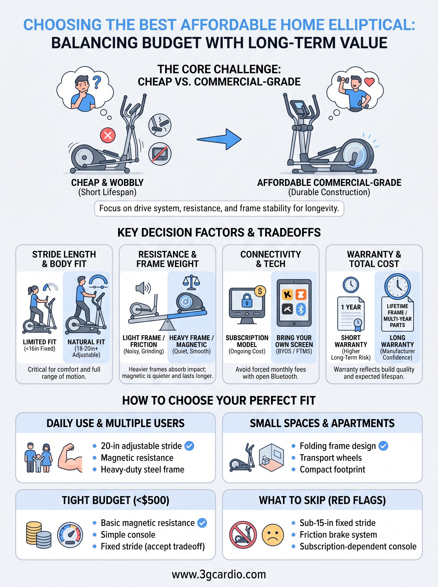 affordable elliptical machine for home infographic