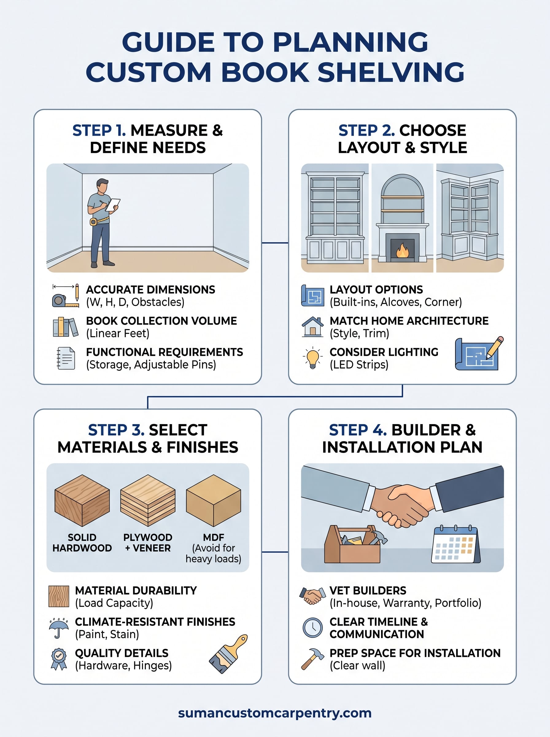 custom book shelving infographic