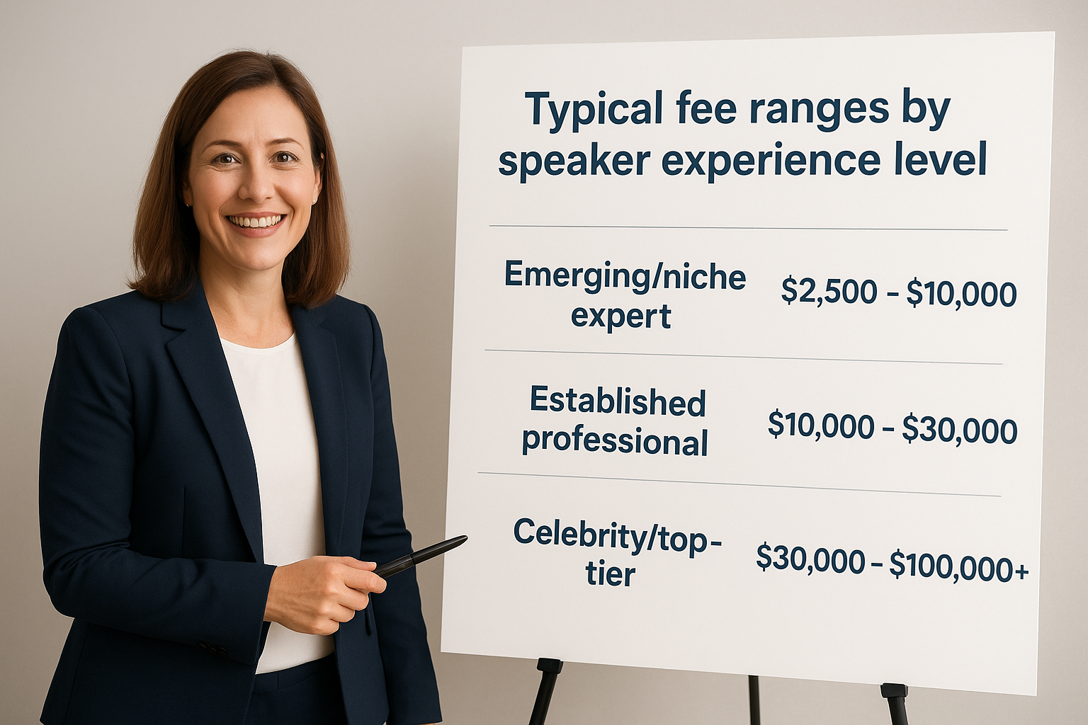 Typical fee ranges by speaker experience level