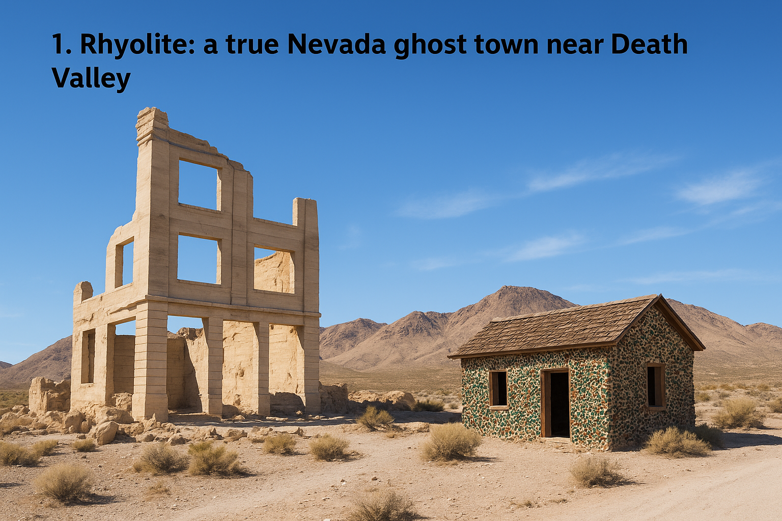 1. Rhyolite: a true Nevada ghost town near Death Valley
