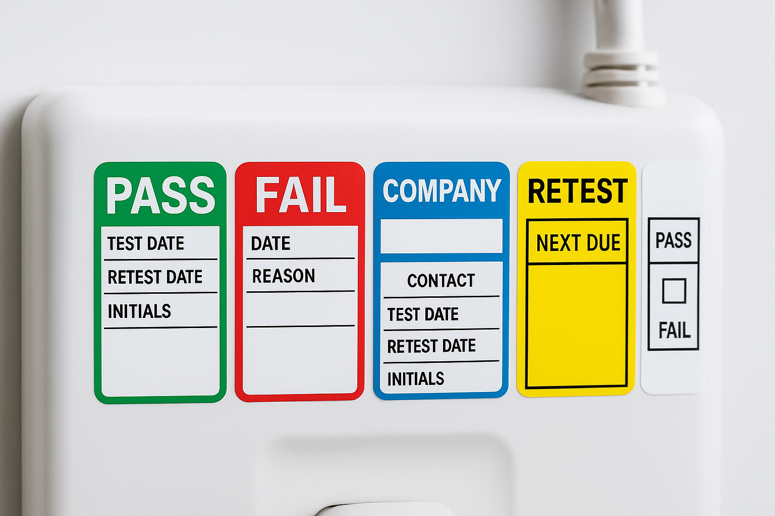 Types of PAT testing labels and what they show