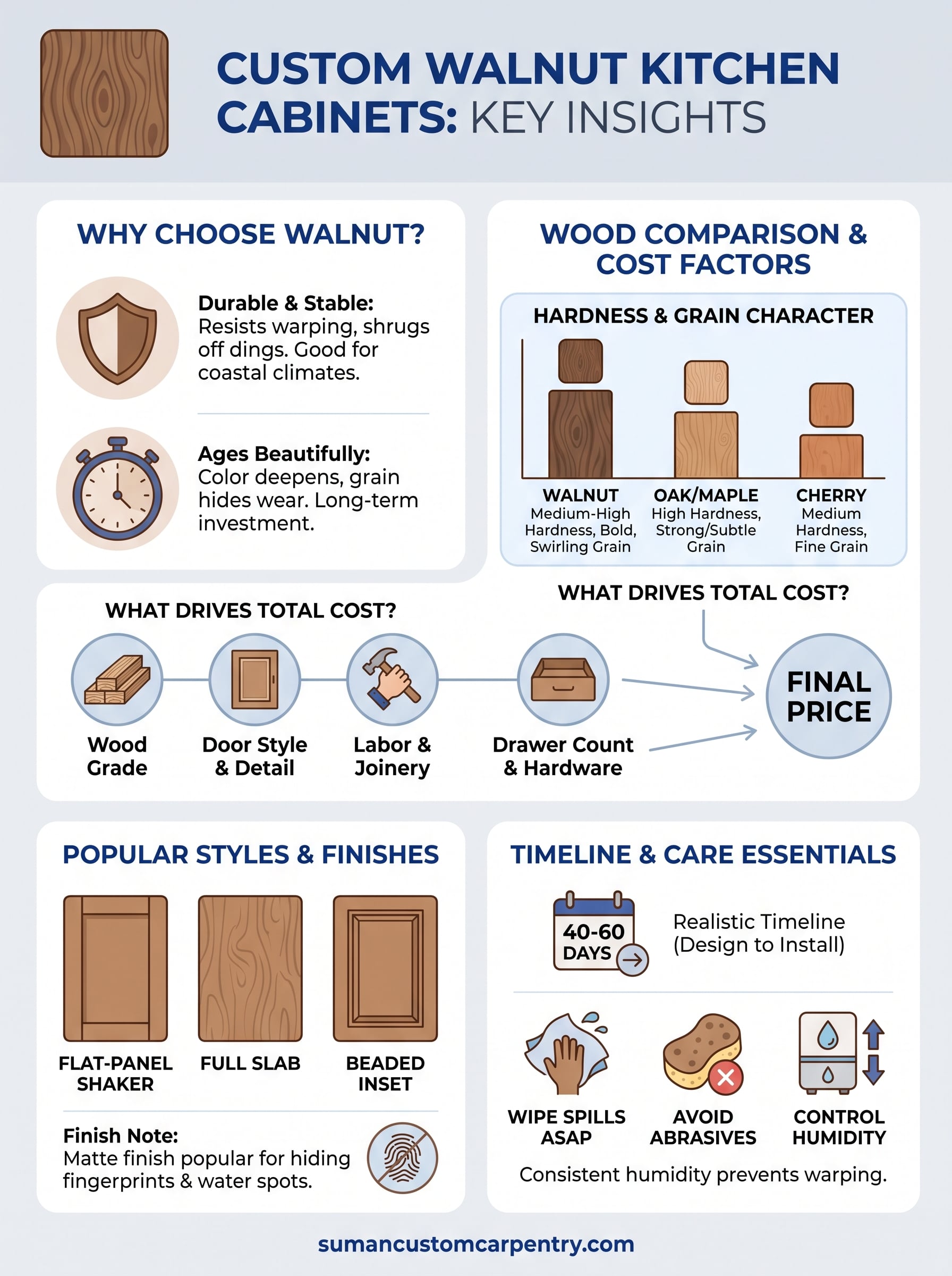 custom walnut kitchen cabinets infographic