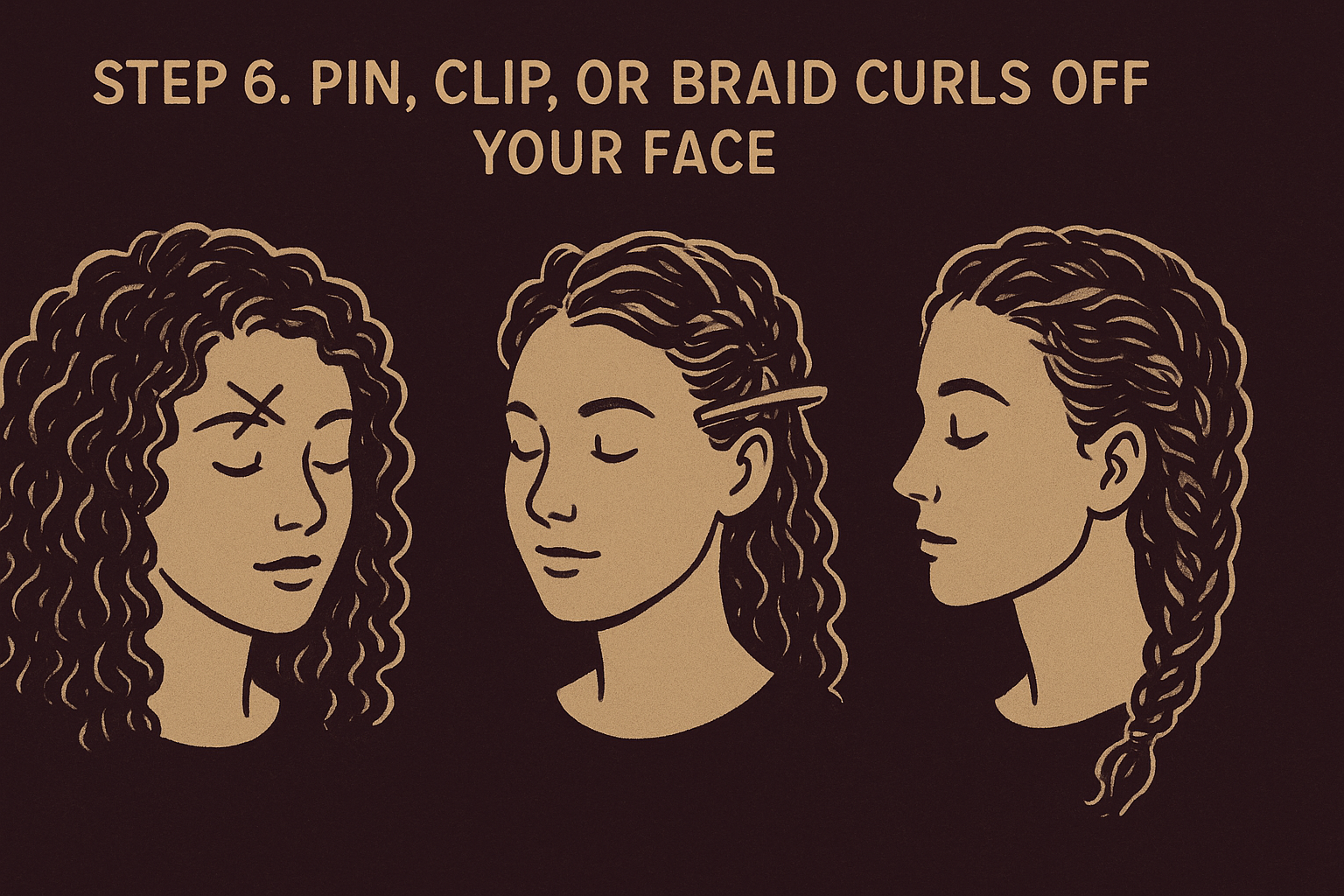 Step 6. Pin, clip, or braid curls off your face