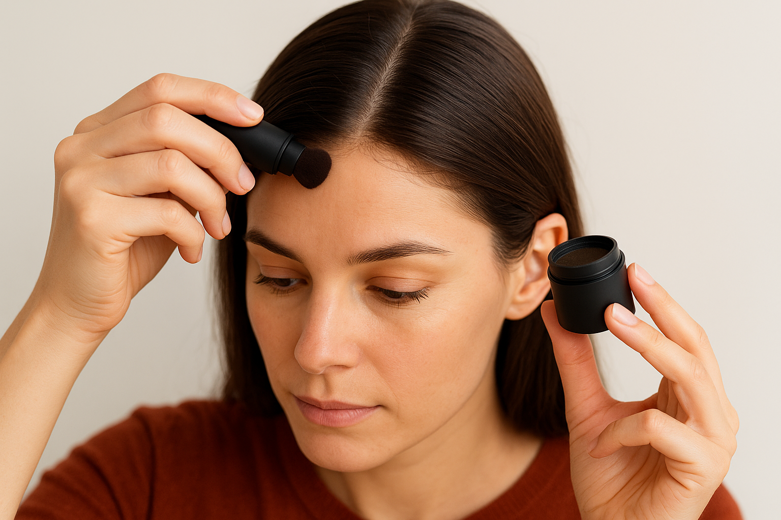 How to apply root touch up powder for a natural finish