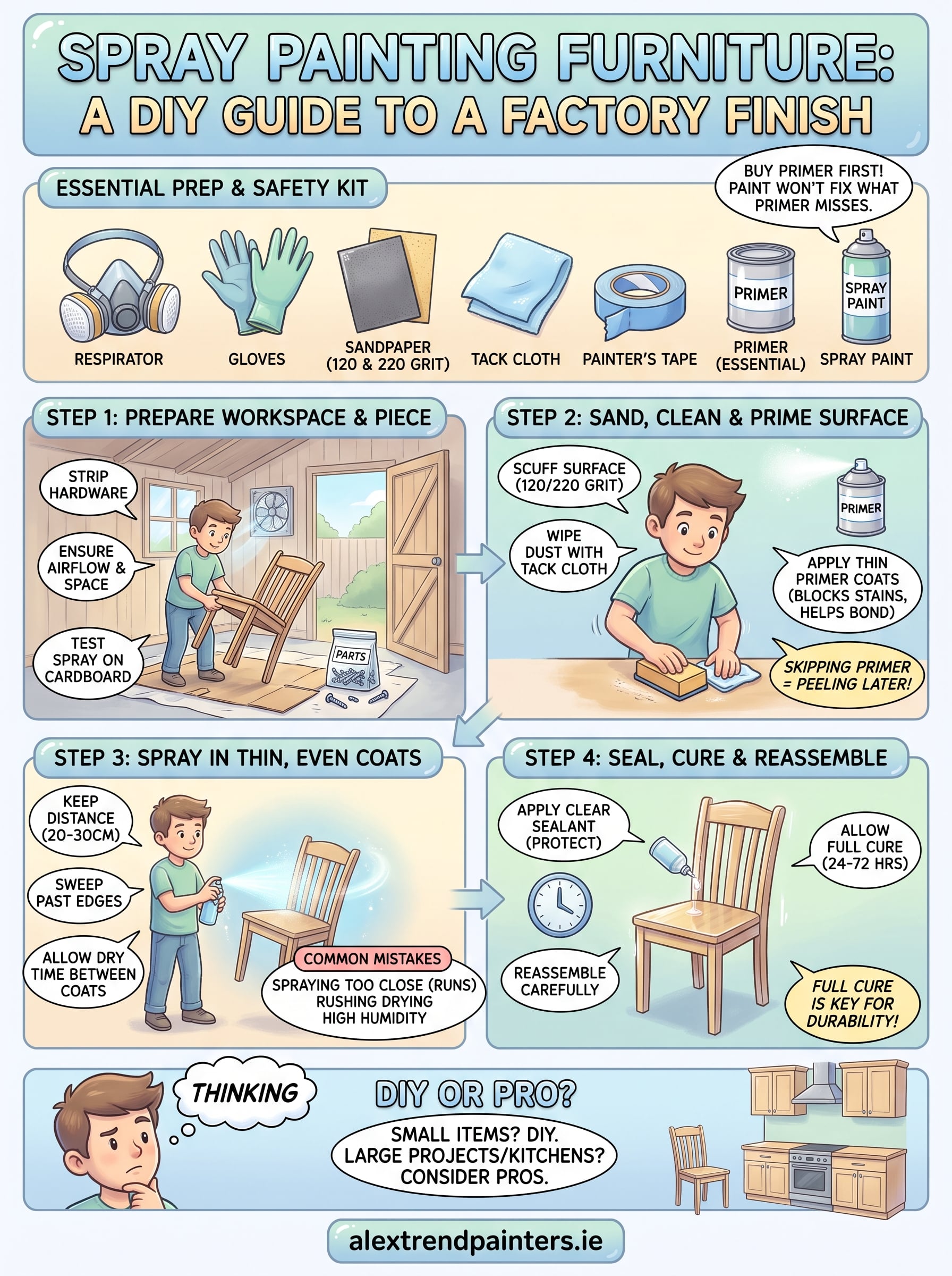 DIY Spray Painting Furniture: Tools, Costs & Step-by-Step 5 spray painting furniture infographic