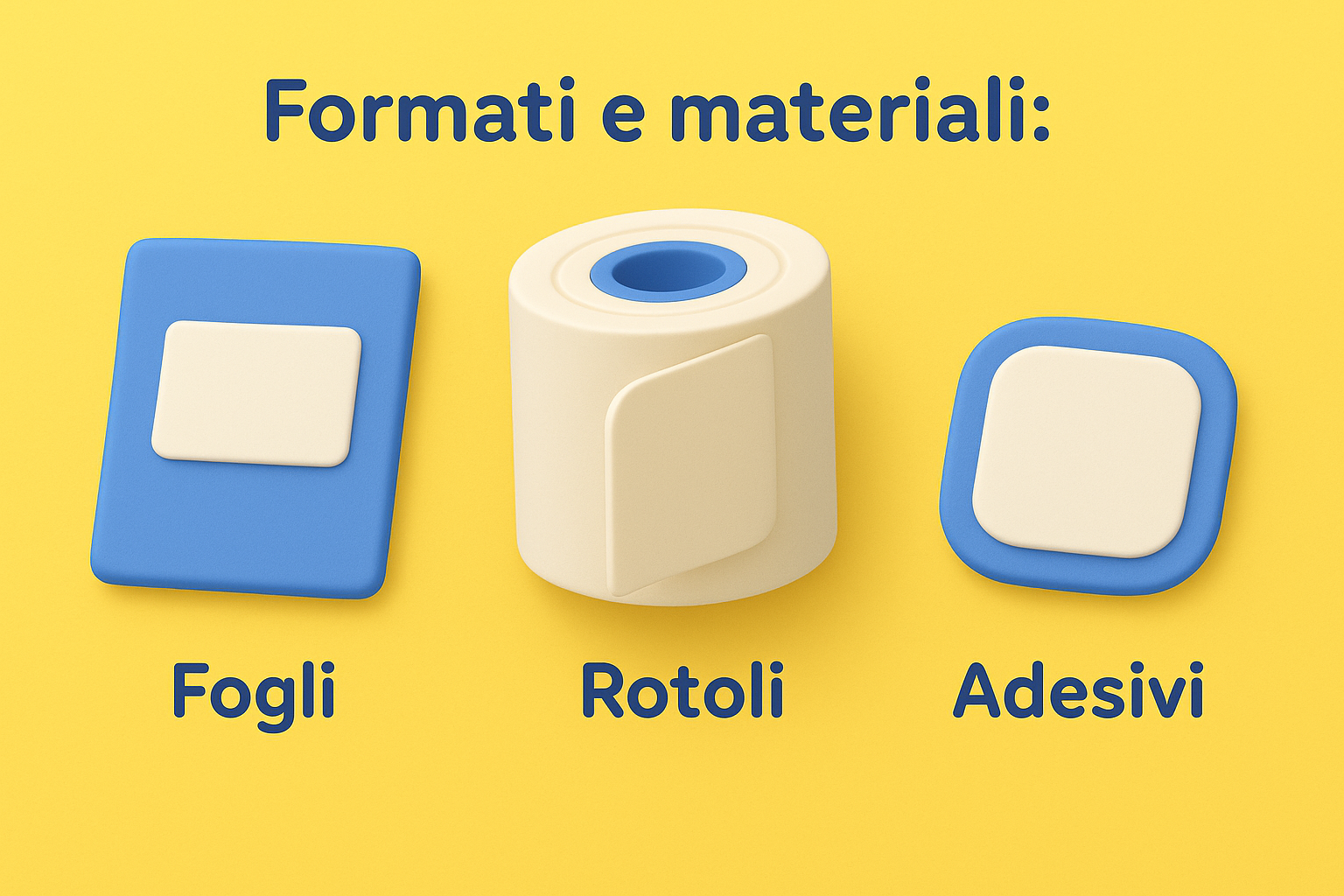Formati e materiali: fogli, rotoli o adesivi singoli