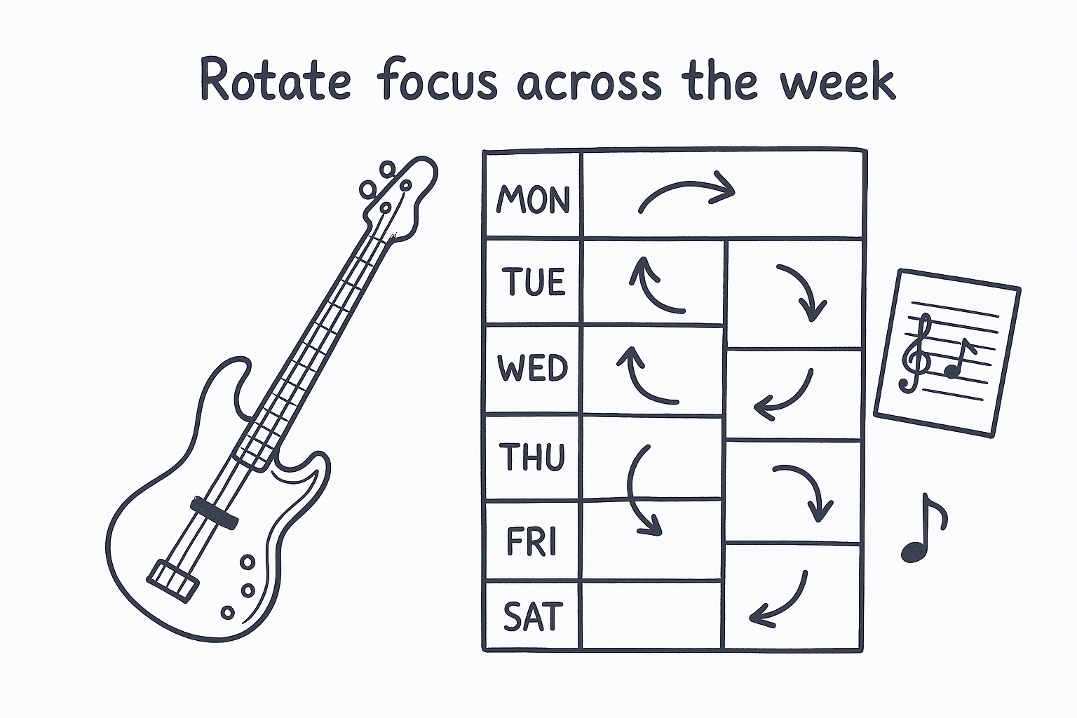 Rotate focus across the week instead of repeating the same session