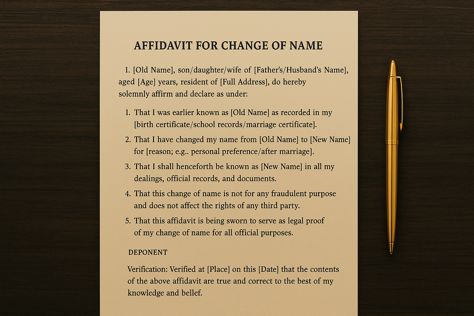 Sample name change affidavit format