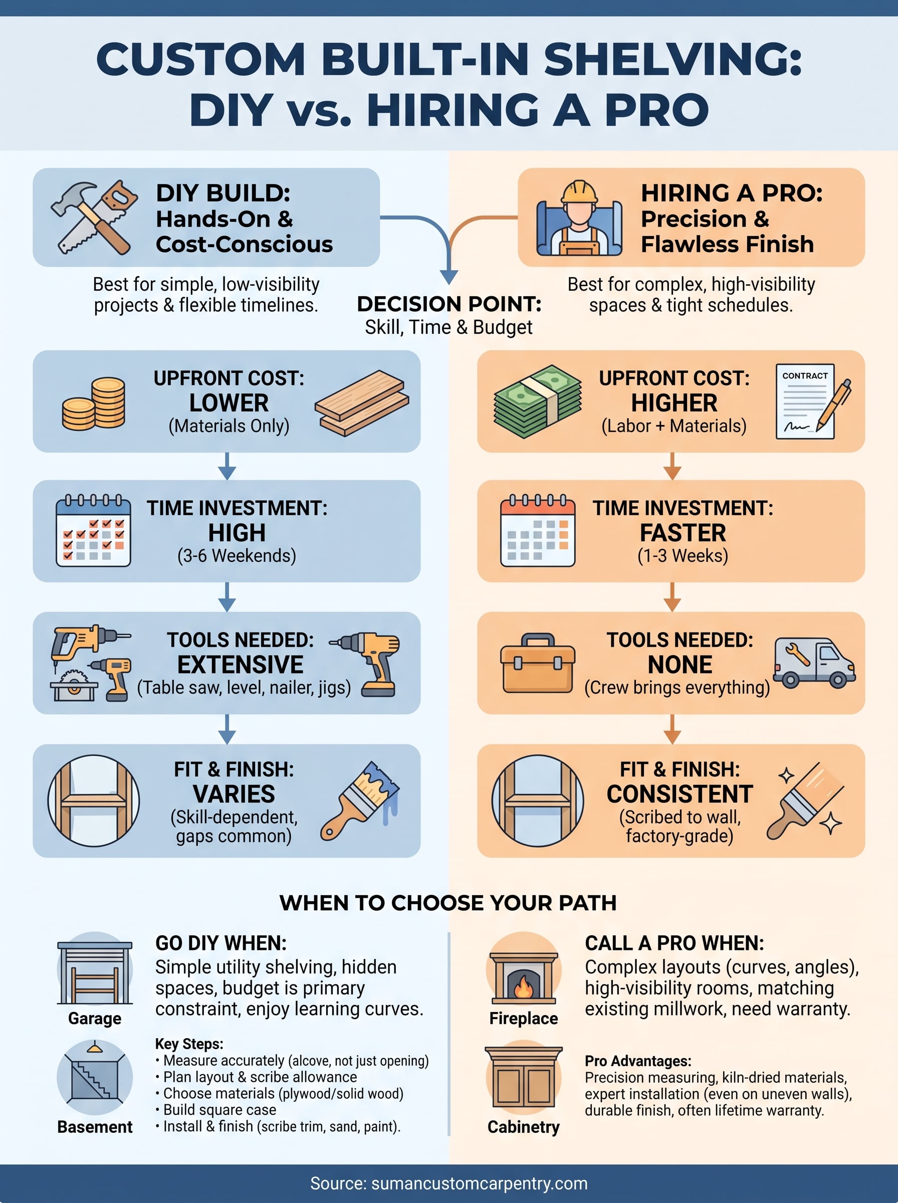 custom built in shelving infographic