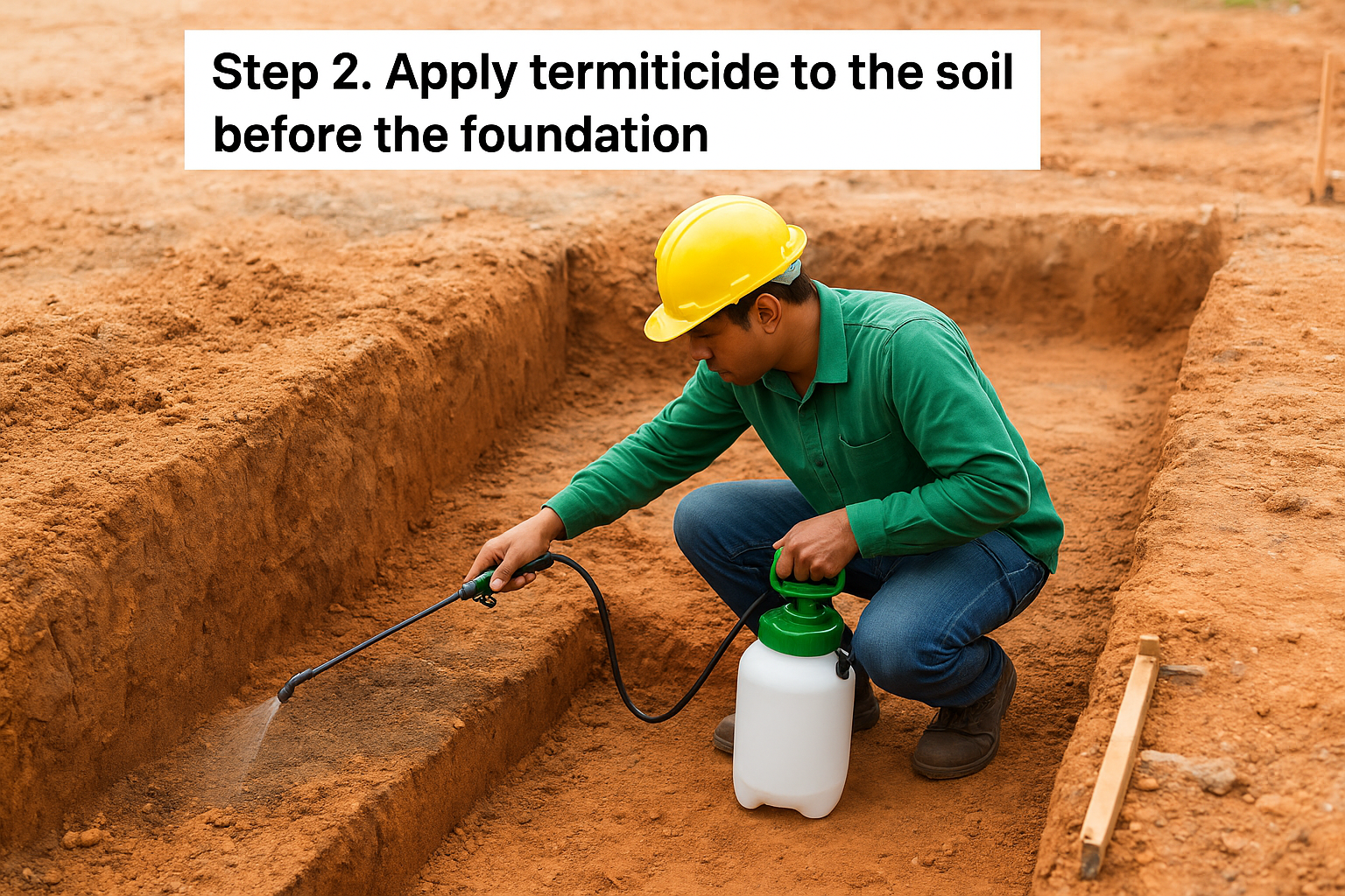 How to Do Termite Treatment Before Construction 1 Step 2. Apply termiticide to the soil before the foundation