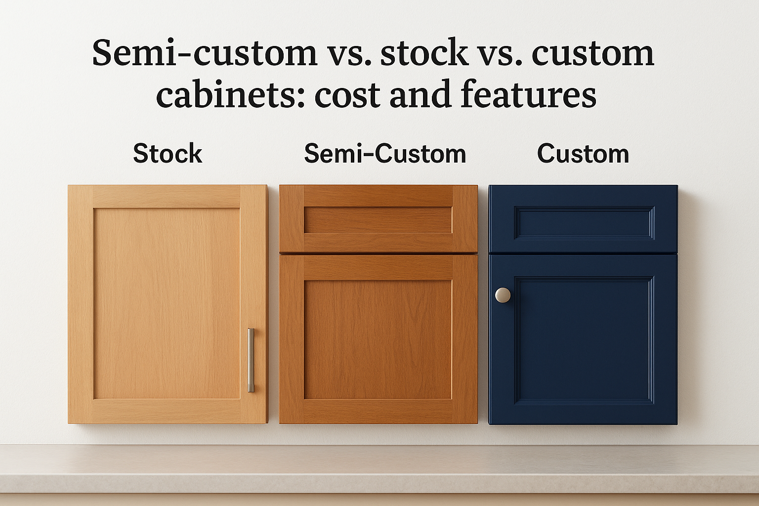 Semi-custom vs. stock vs. custom cabinets: cost and features