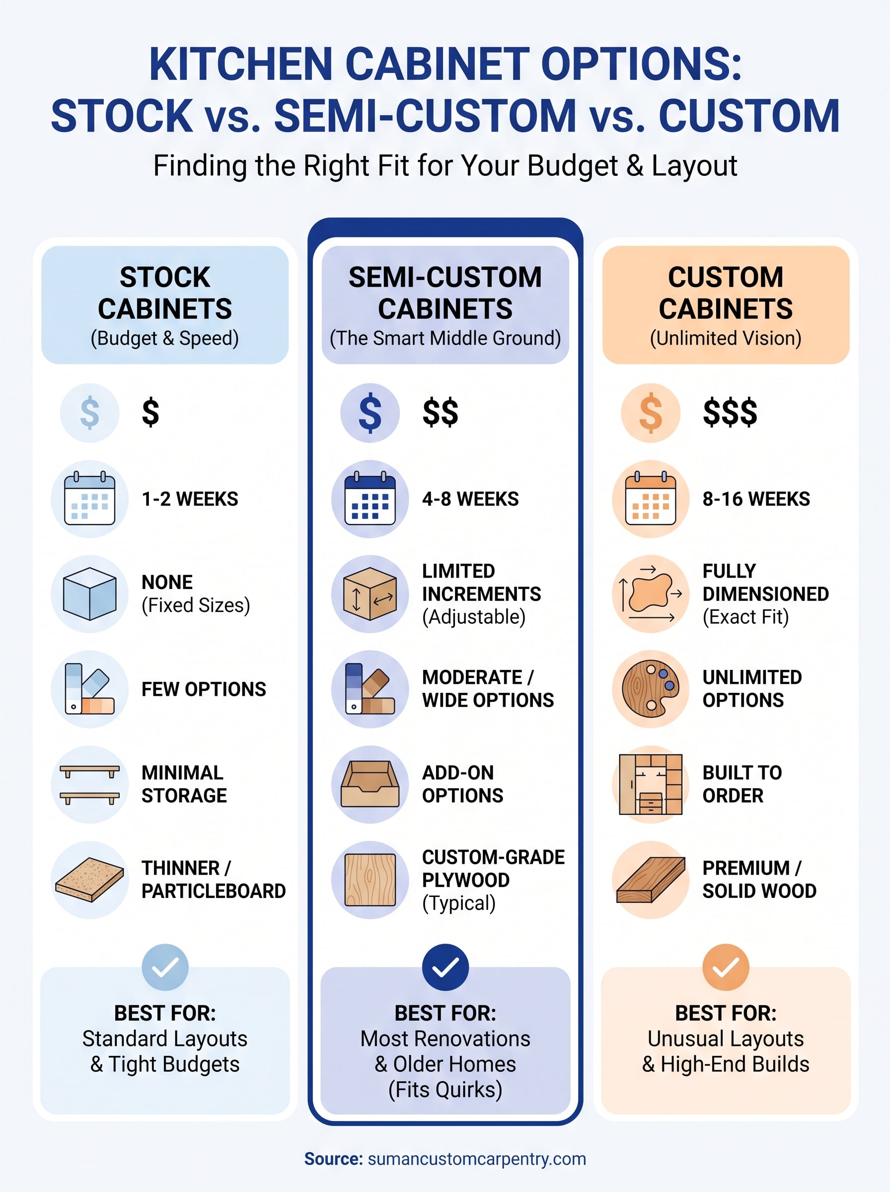 semi custom kitchen cabinets infographic