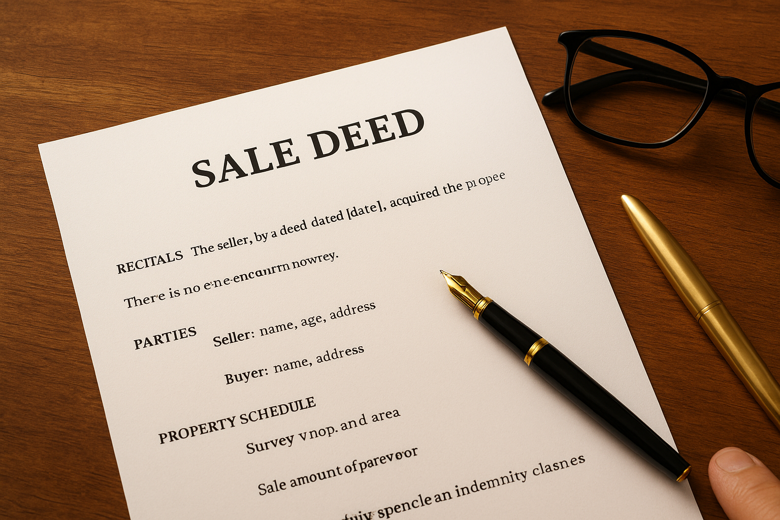 Essential clauses in a sale deed format sample