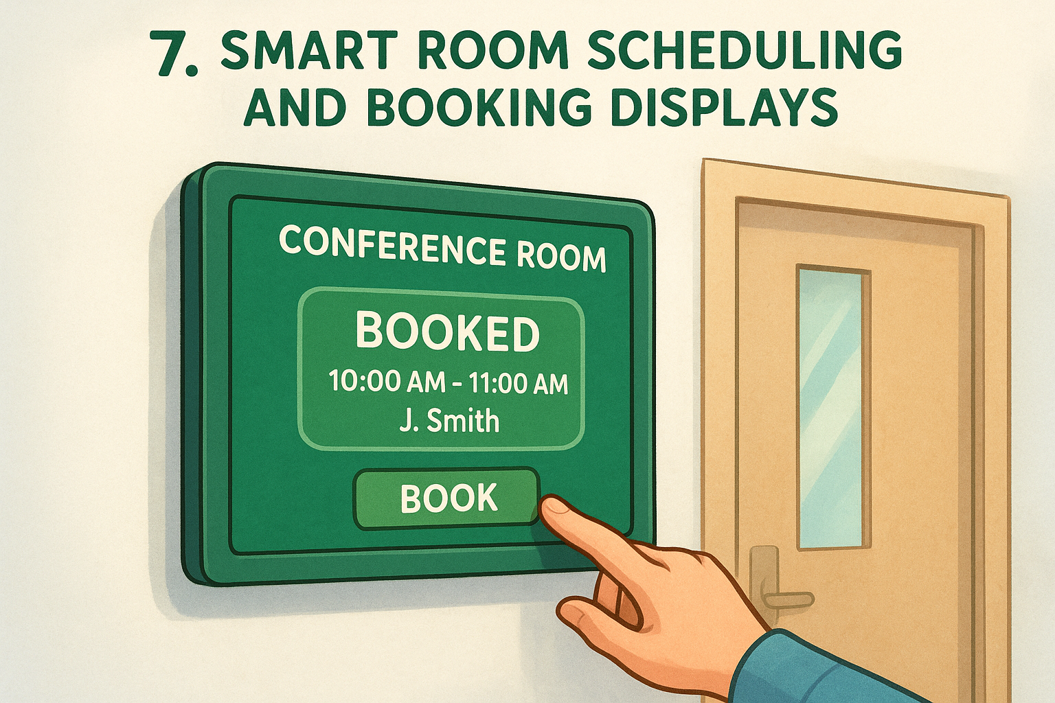 7. Smart room scheduling and booking displays