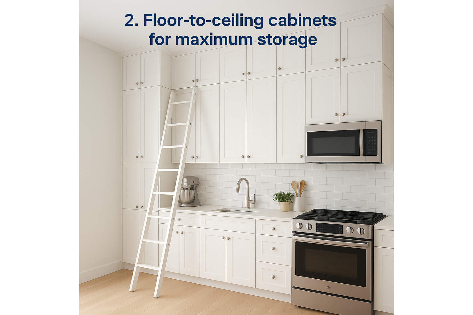 2. Floor-to-ceiling cabinets for maximum storage