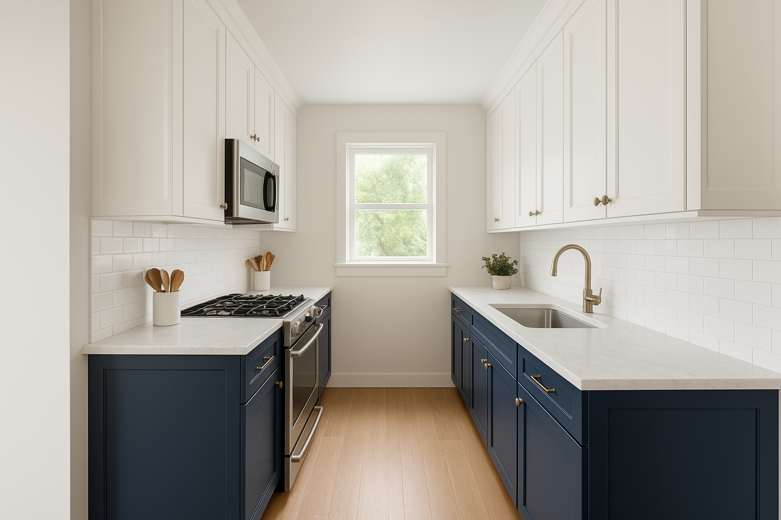 4. Two-tone cabinetry for depth and contrast
