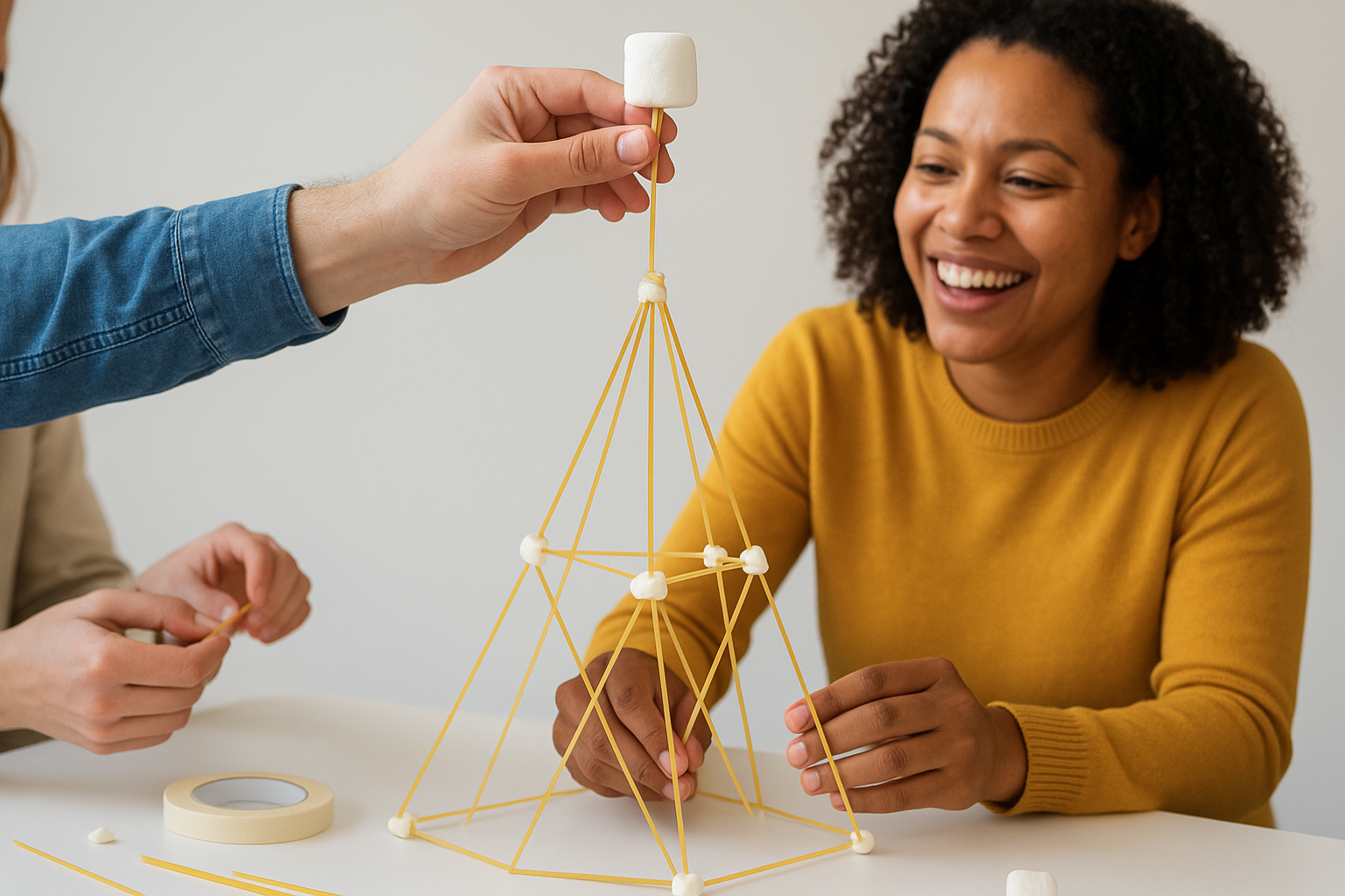 7. Build a tower with spaghetti and marshmallows