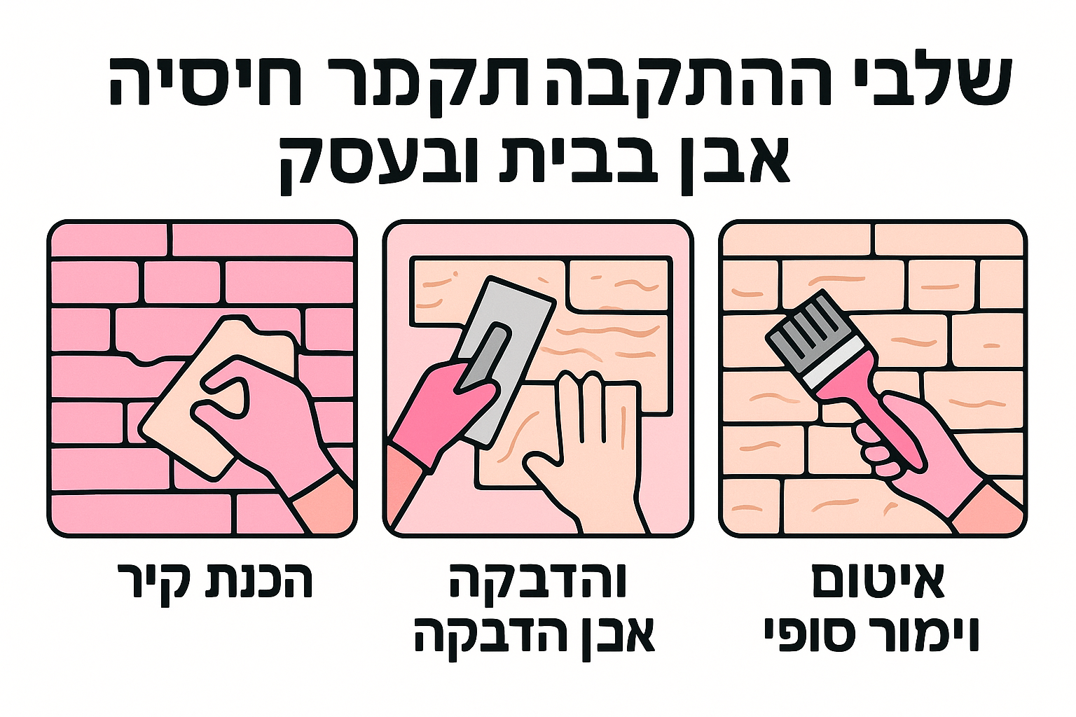 שלבי התקנה של חיפוי קיר אבן בבית ובעסק