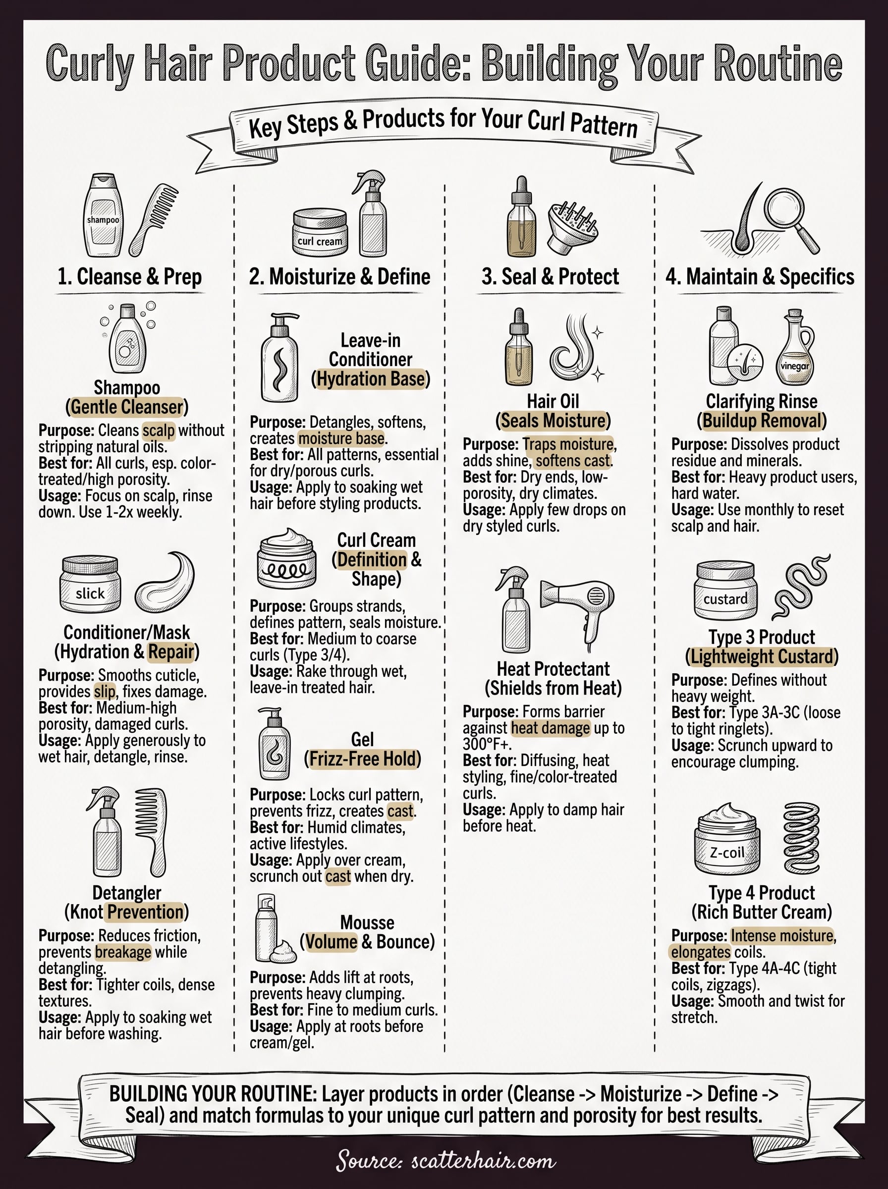 curly hair hair products infographic