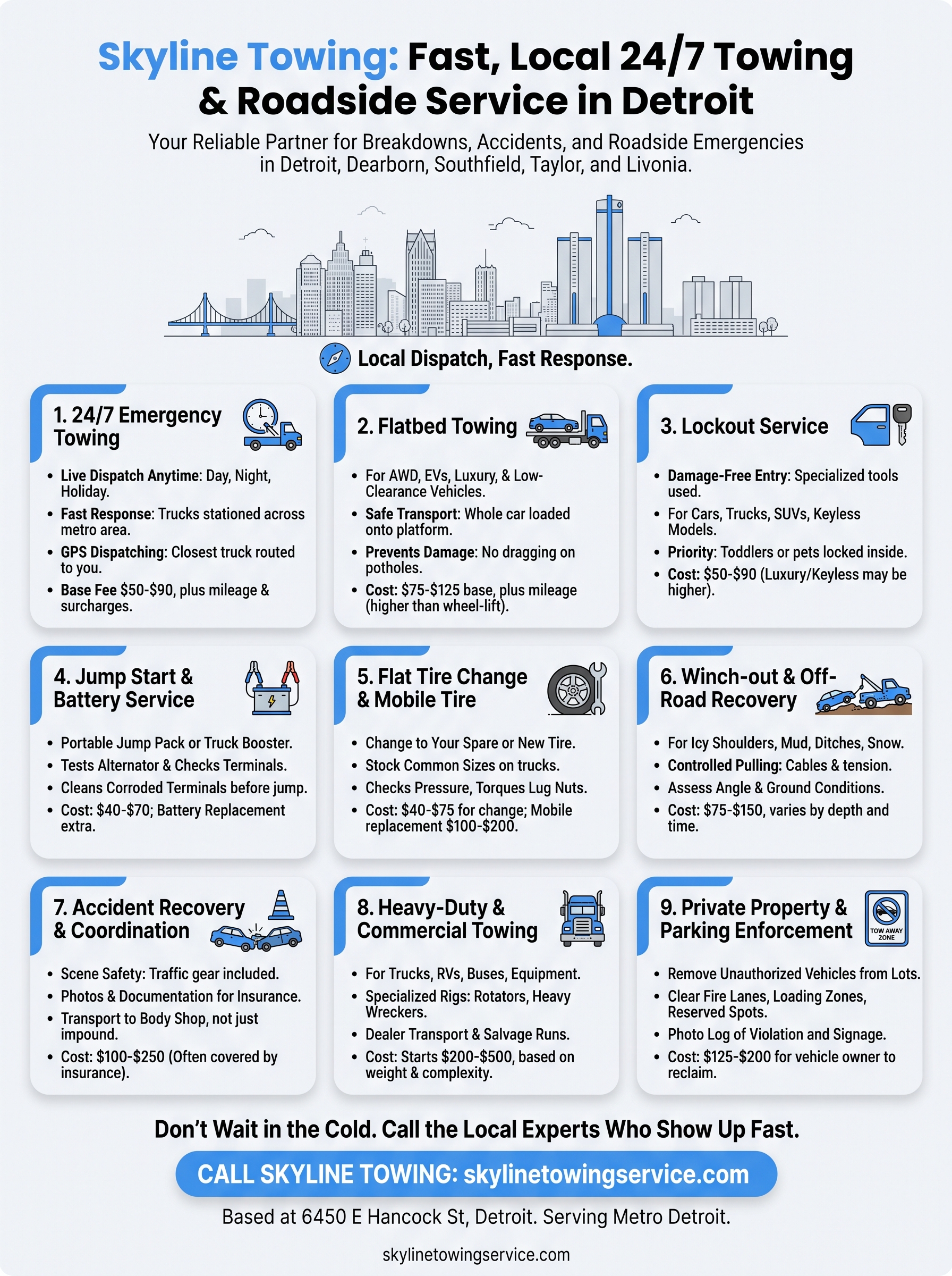 Towing Truck Service Near Me: Fast Help for Detroit Drivers towing truck service near me infographic