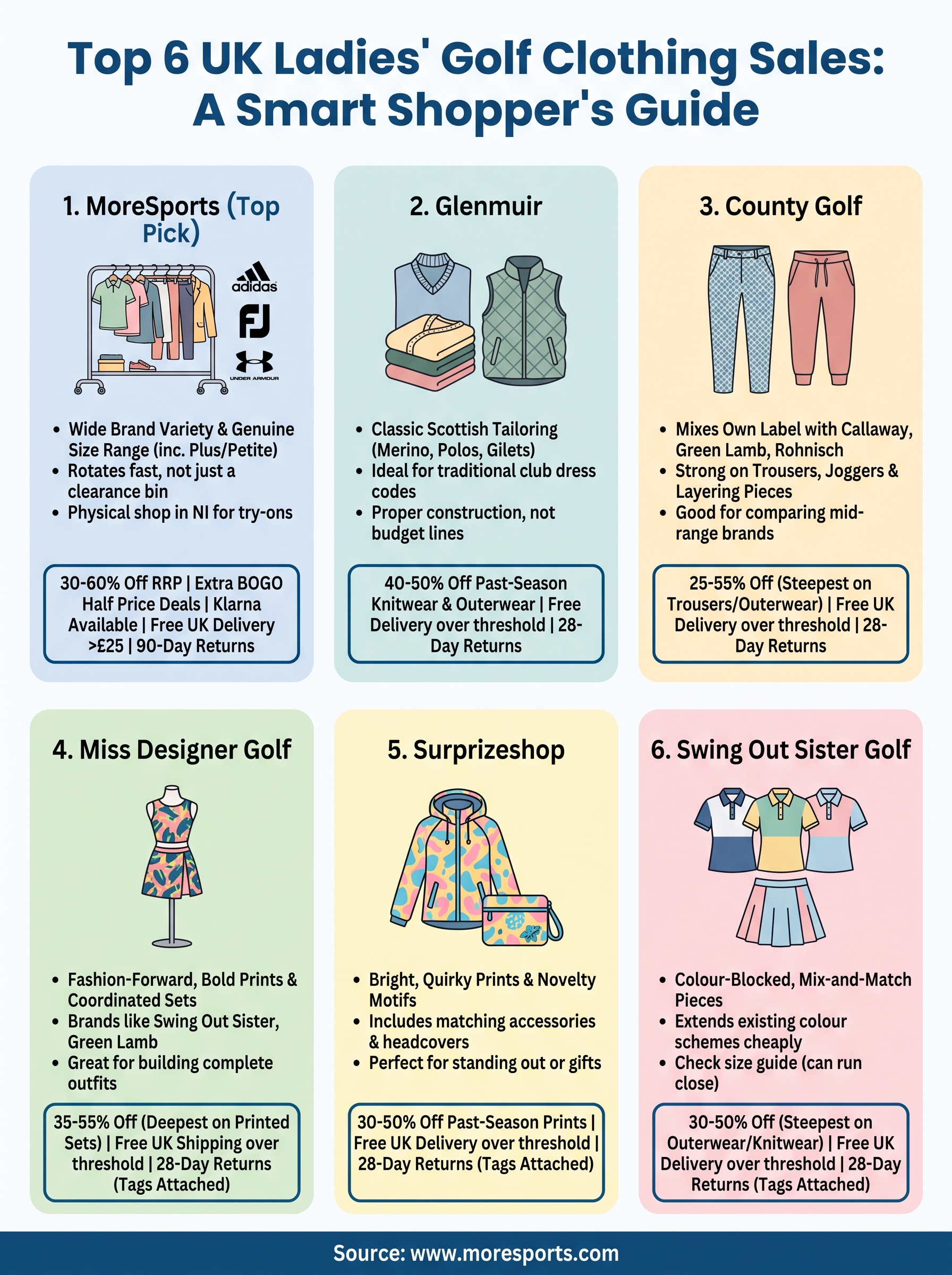 ladies golf clothing on sale infographic
