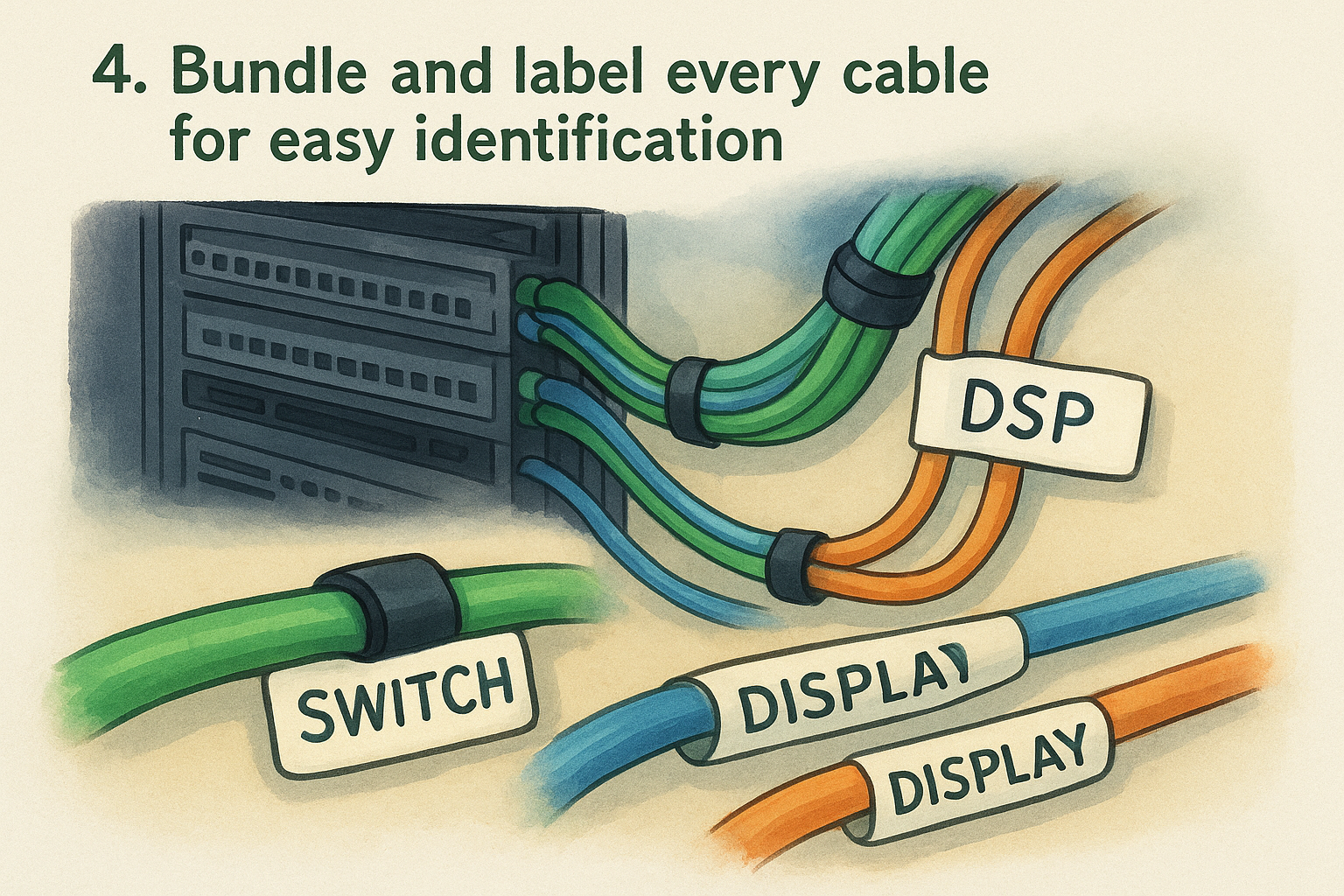 4. Bundle and label every cable for easy identification