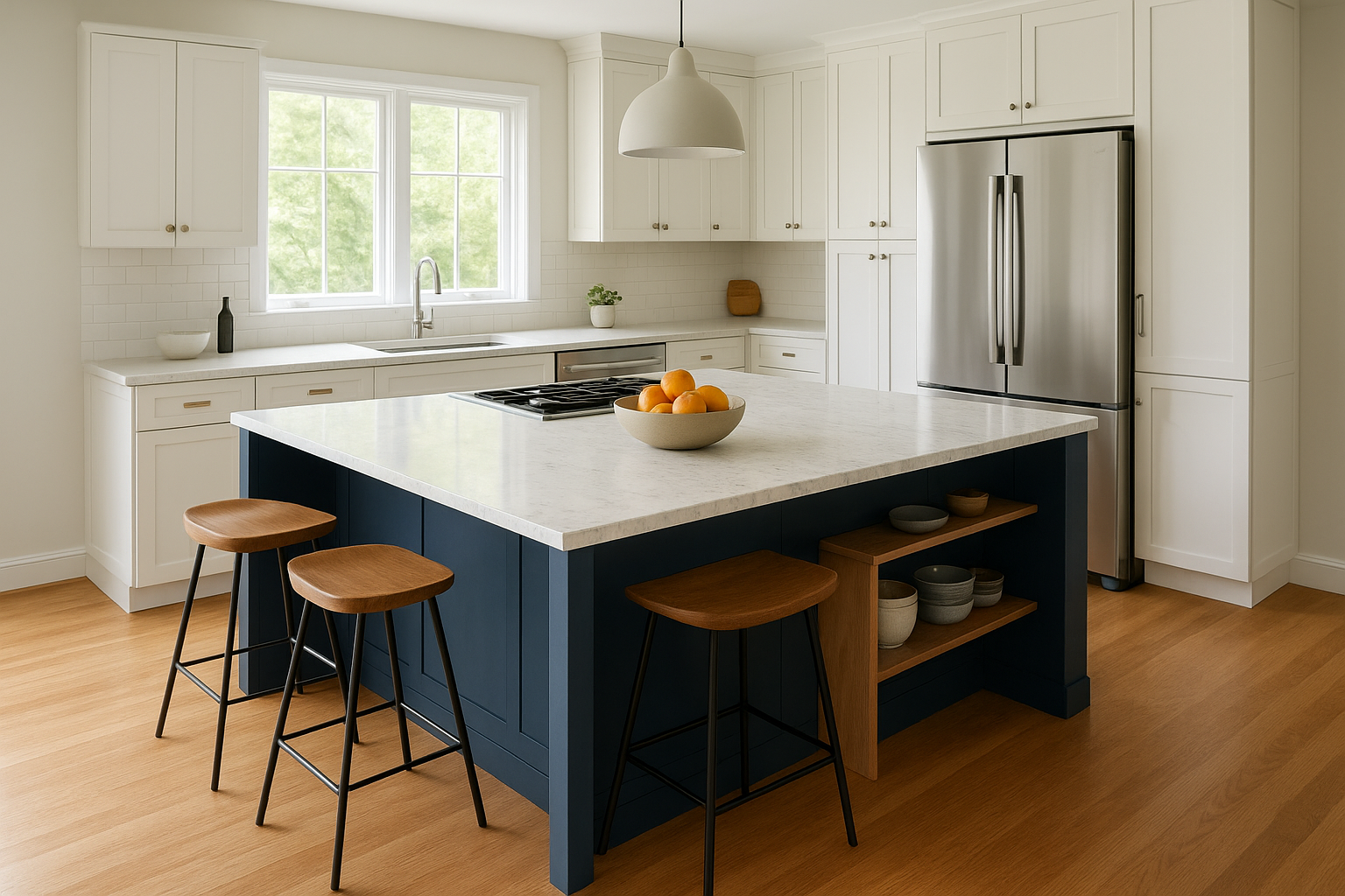 2. A kitchen island designed for cooking and gathering
