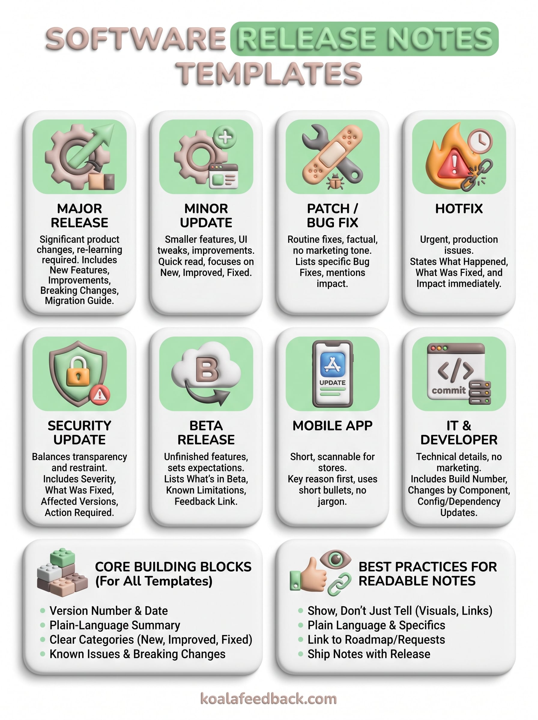 software release notes template infographic
