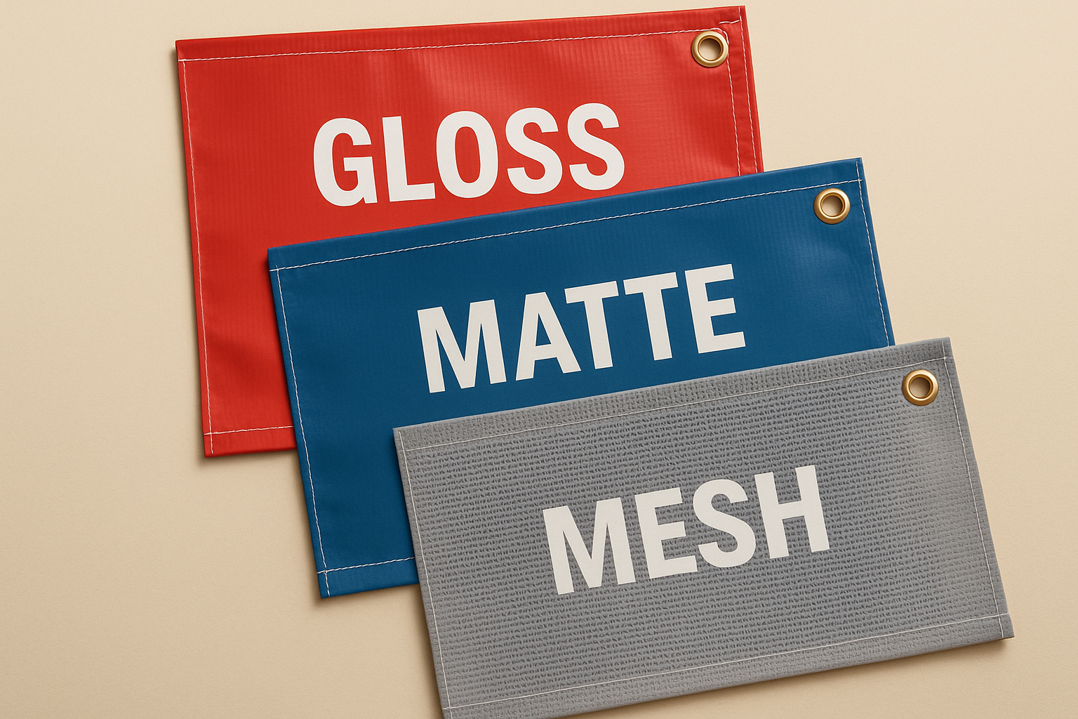 Gloss, matte, and mesh finishes
