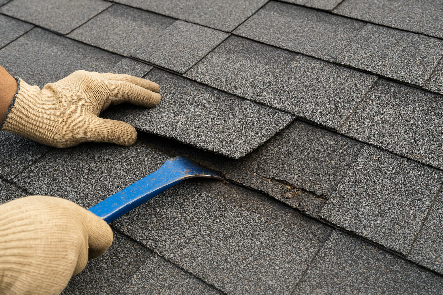 Step 1. Remove the damaged shingle