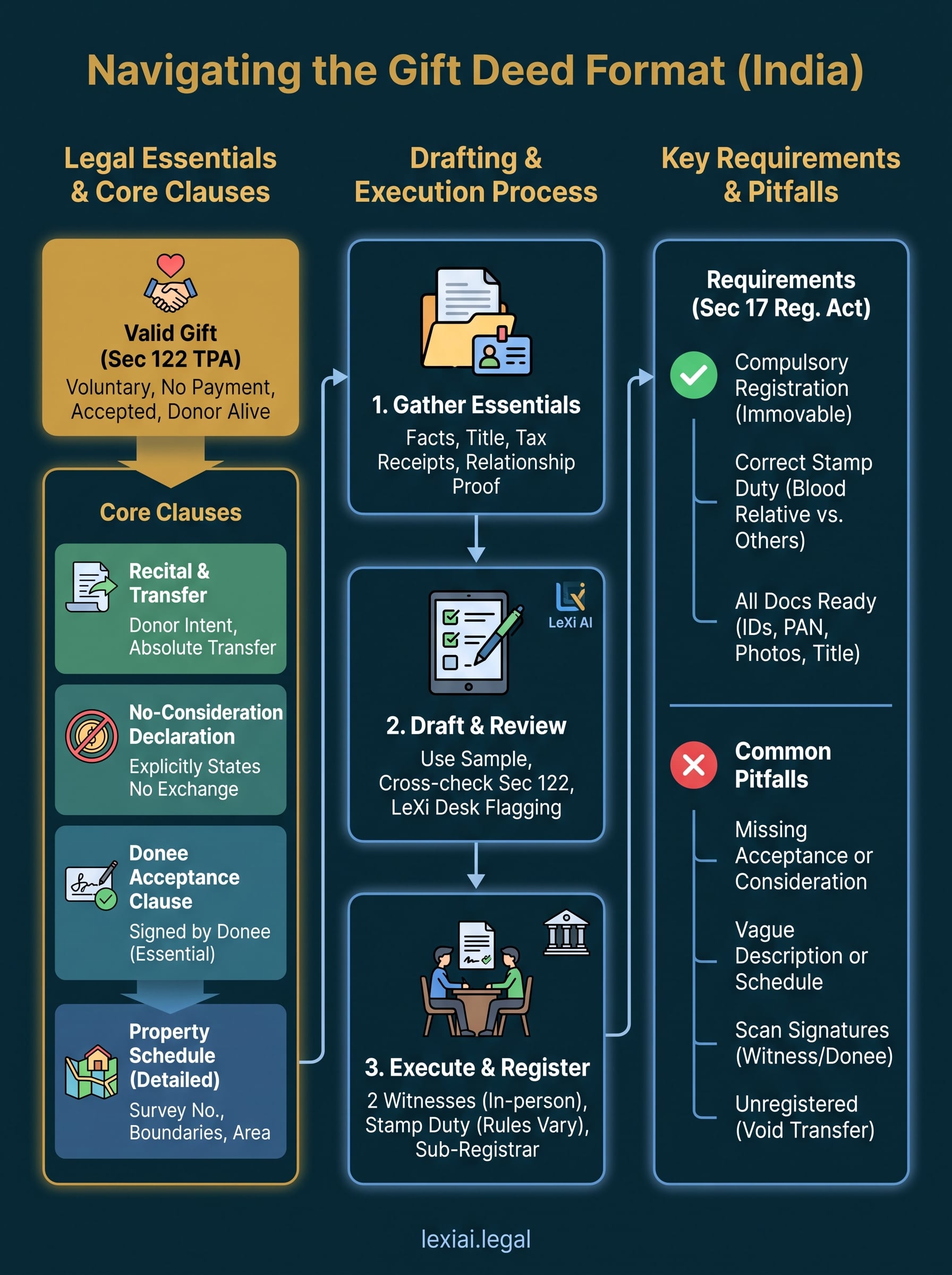 gift deed format infographic