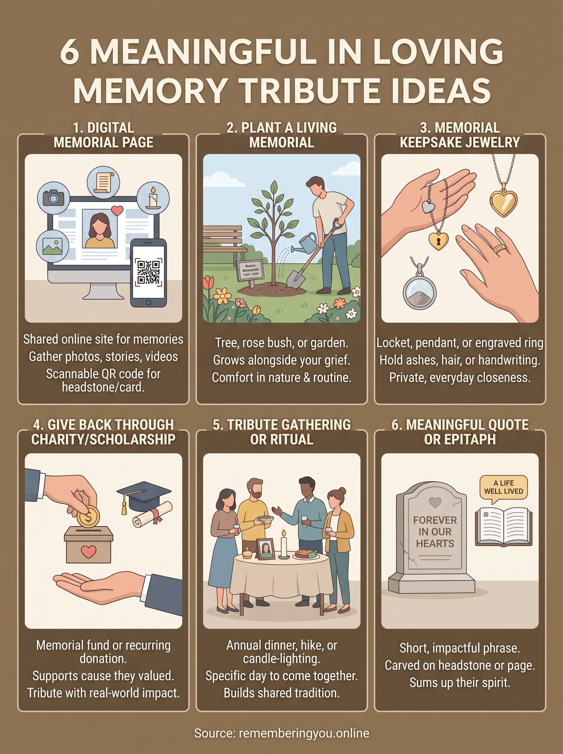 in loving memory tribute ideas infographic