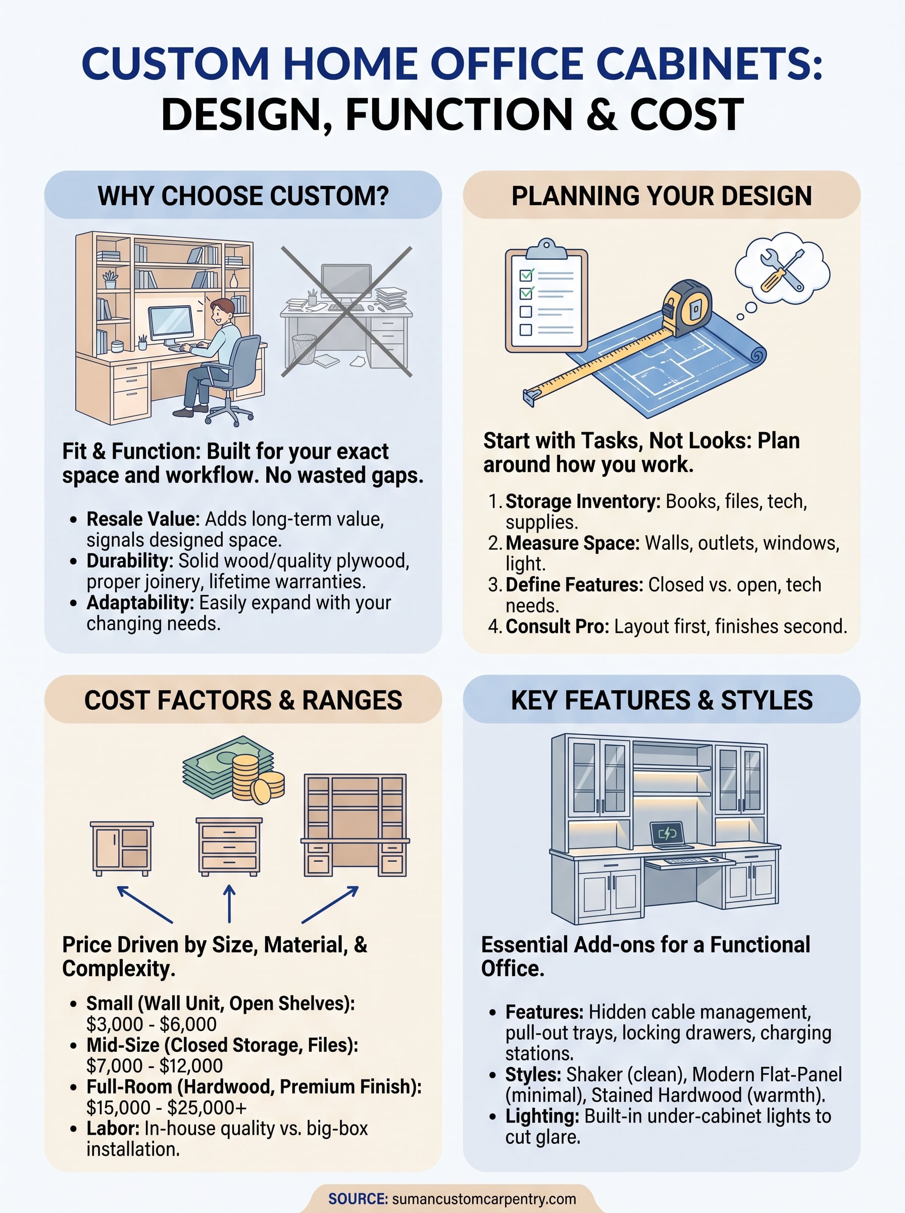 home office custom cabinets infographic