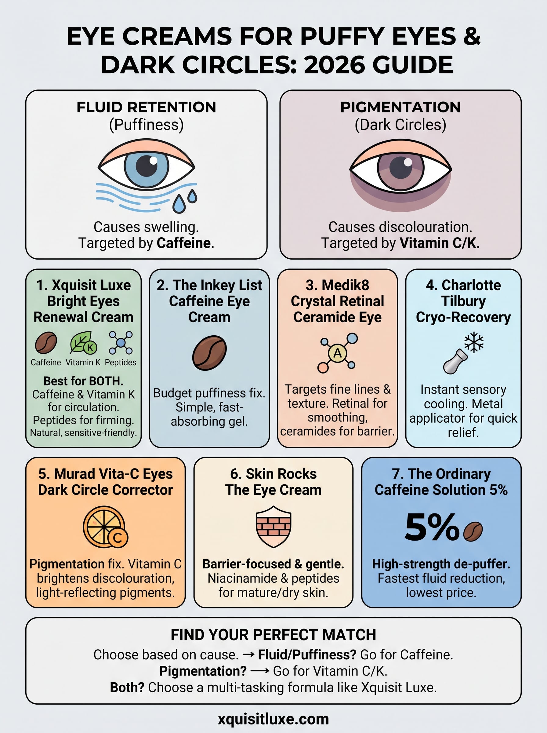 eye cream for puffy eyes and dark circles infographic