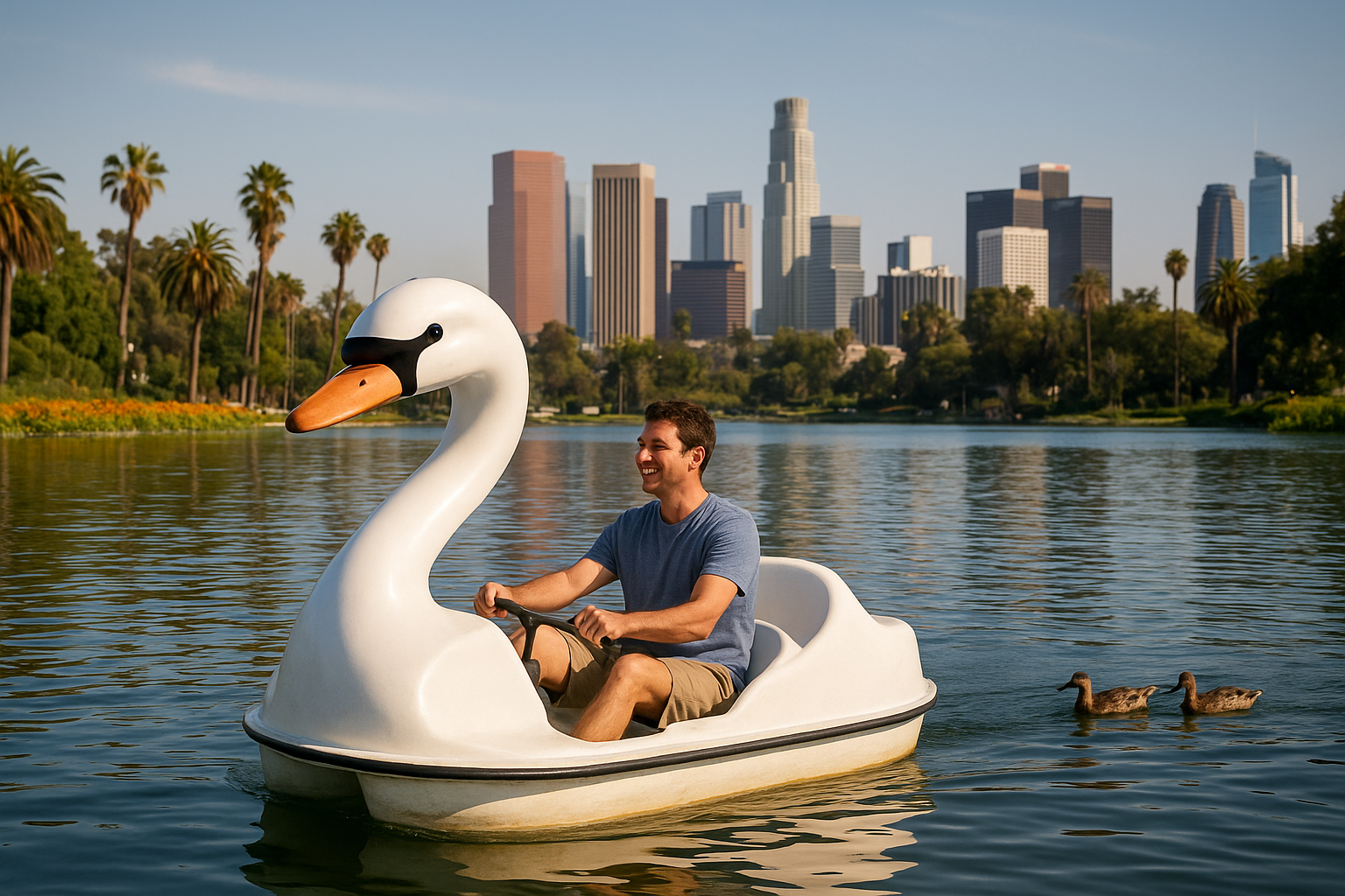 13. Pedal a swan boat around Echo Park Lake