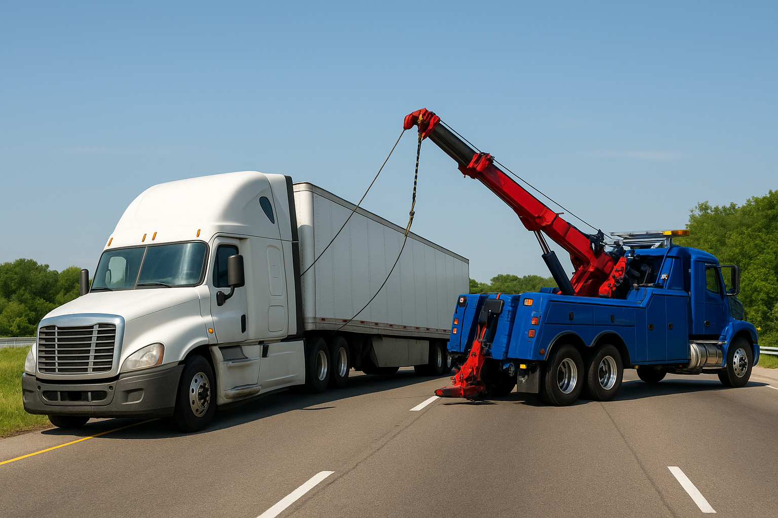 Semi-truck and heavy-duty towing for bigger emergencies