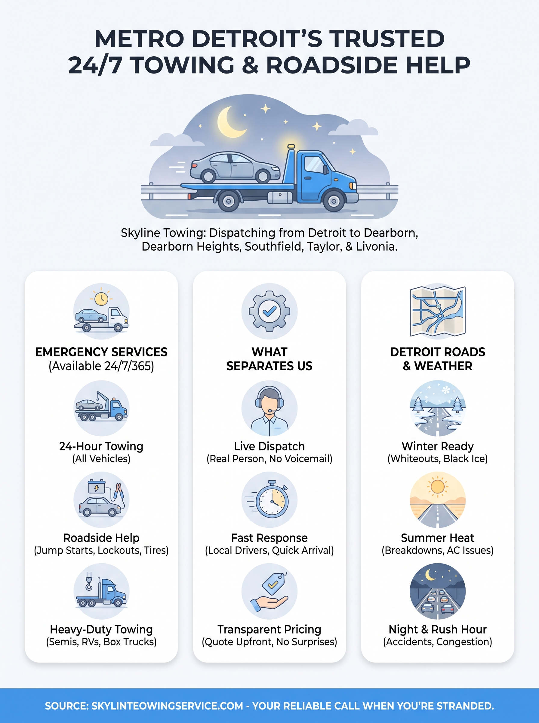 24-hour towing near me infographic