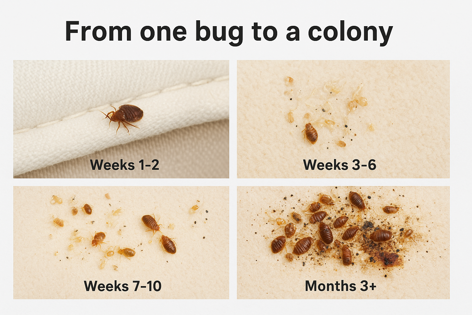 Bed Bug Life Cycle: 6 Stages, Timeline, and Infestation Growth 2 From one bug to a colony