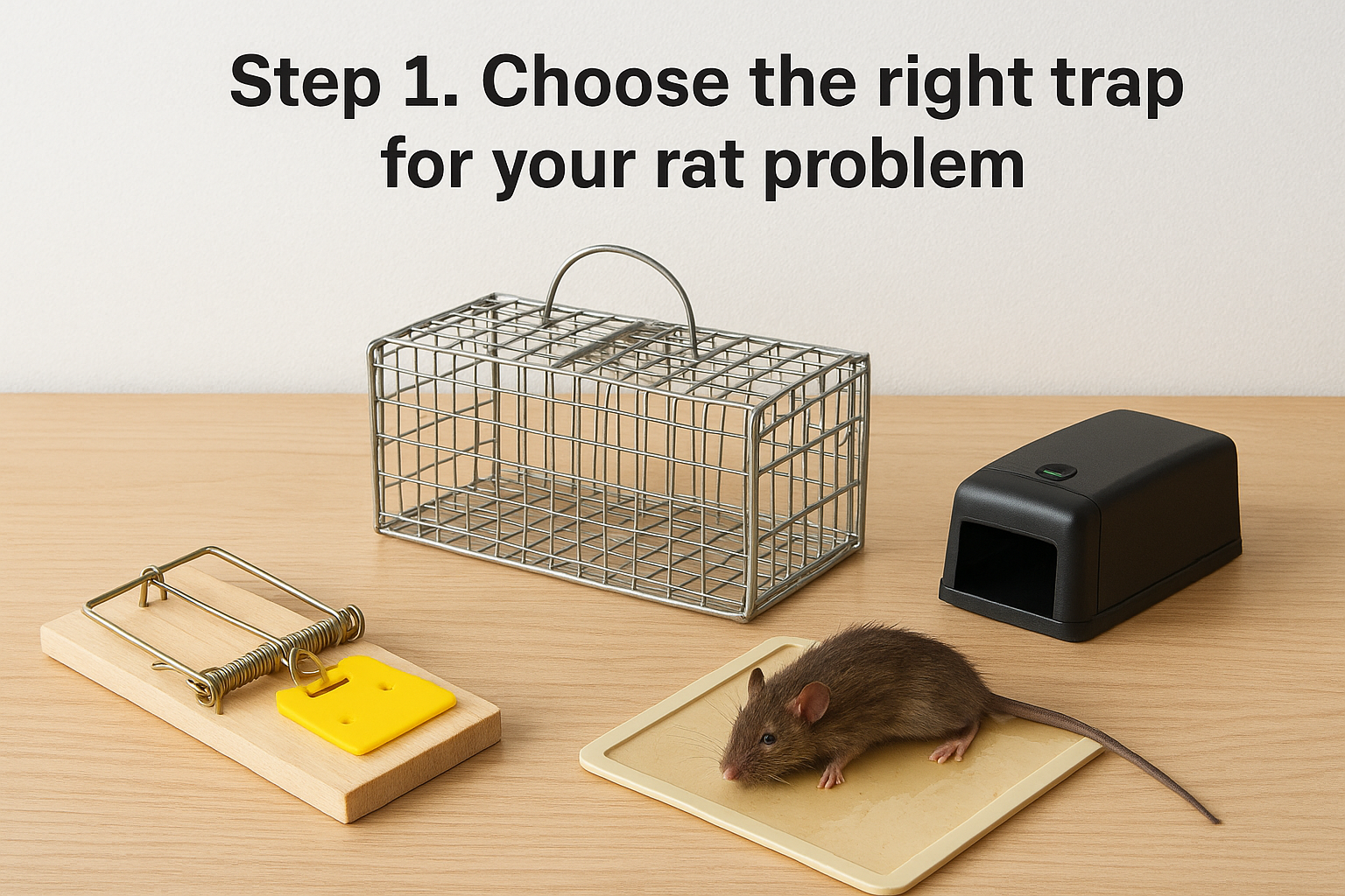 How to Trap a Rat in Your House: Methods That Work 1 Step 1. Choose the right trap for your rat problem