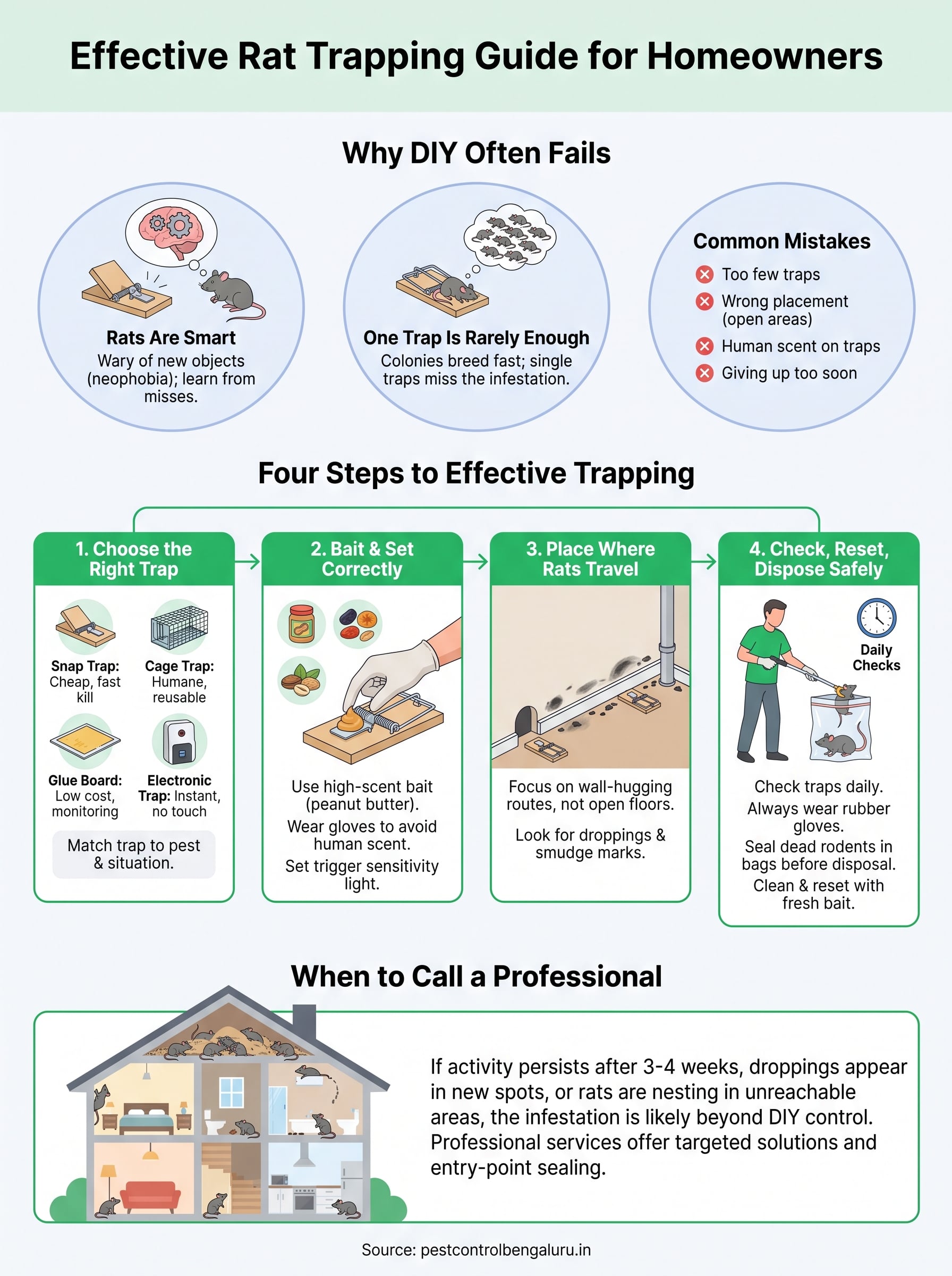 How to Trap a Rat in Your House: Methods That Work 3 trap for rat infographic
