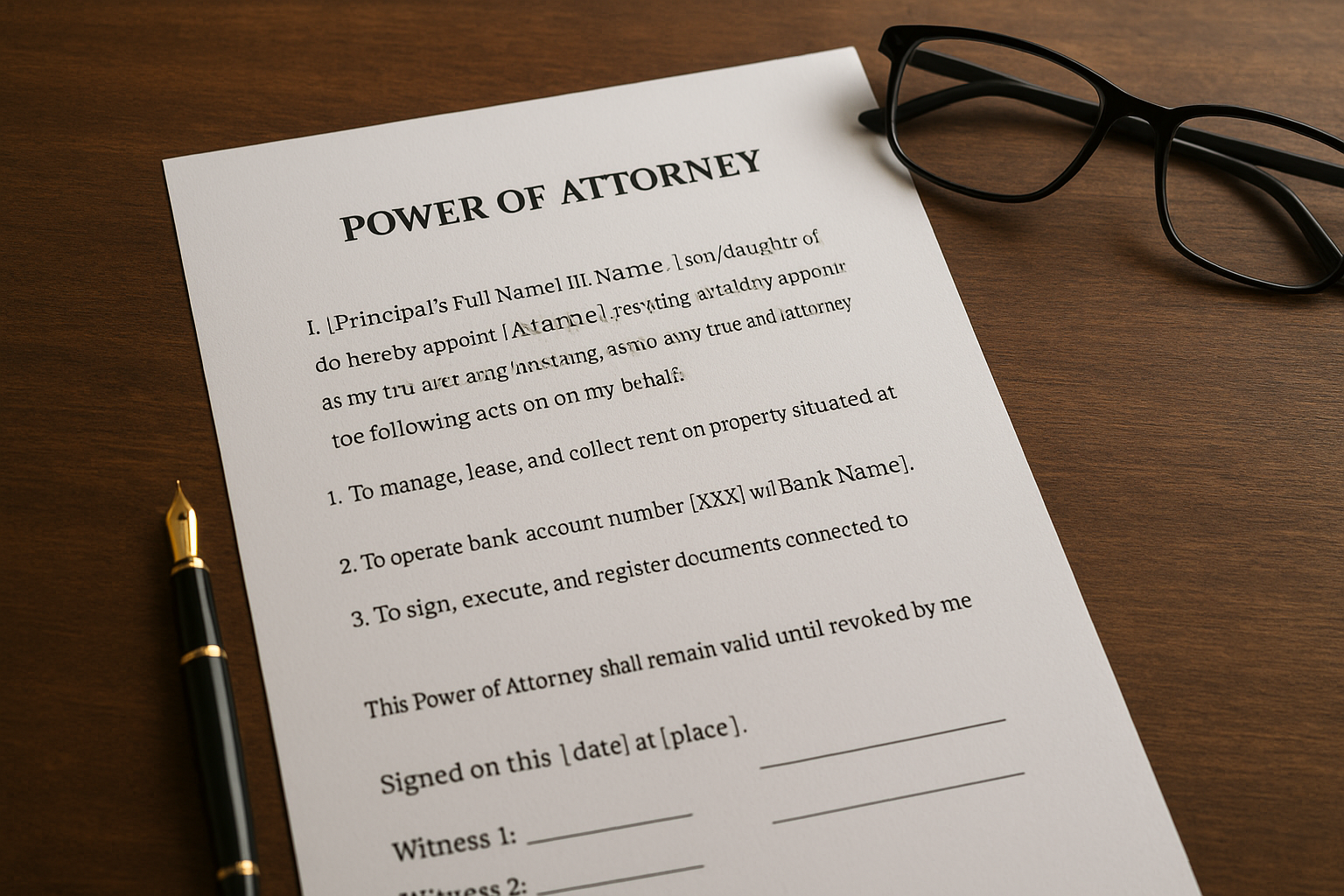 Sample power of attorney format and key clauses