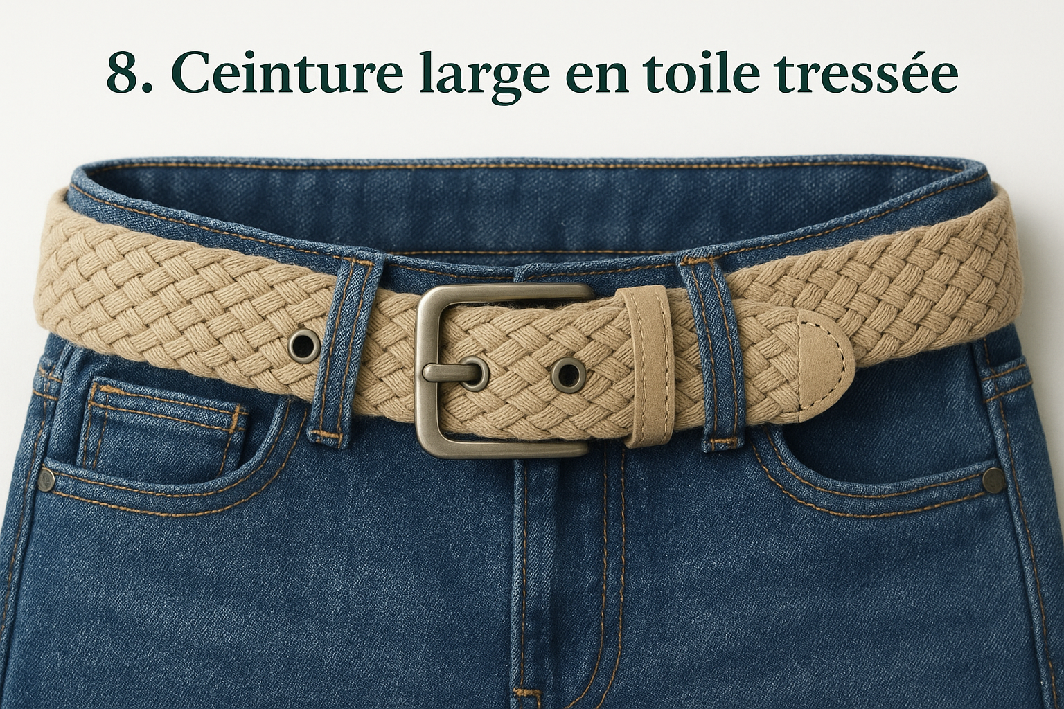 8. Ceinture large en toile tressée