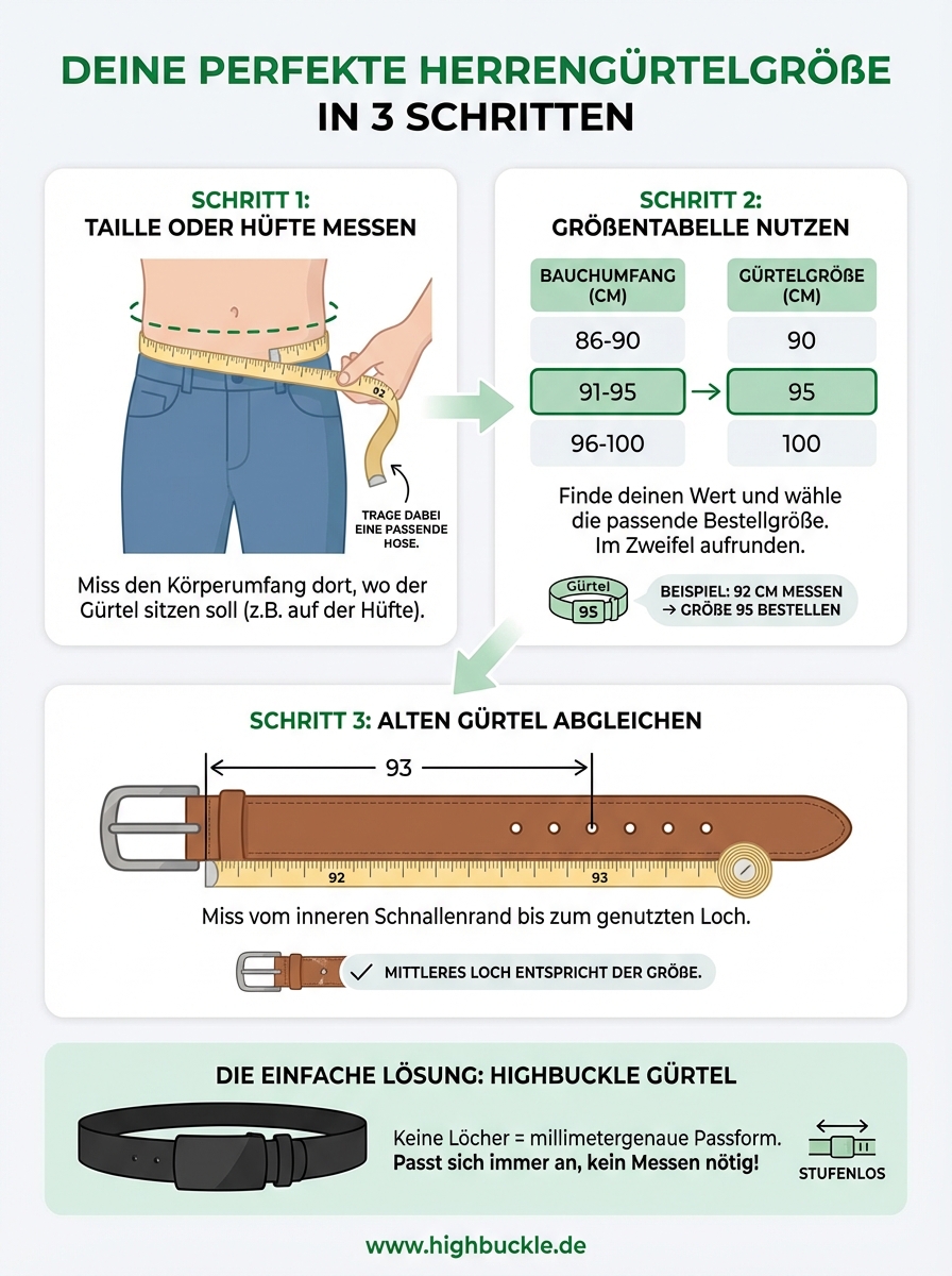 größentabelle gürtel herren infographic