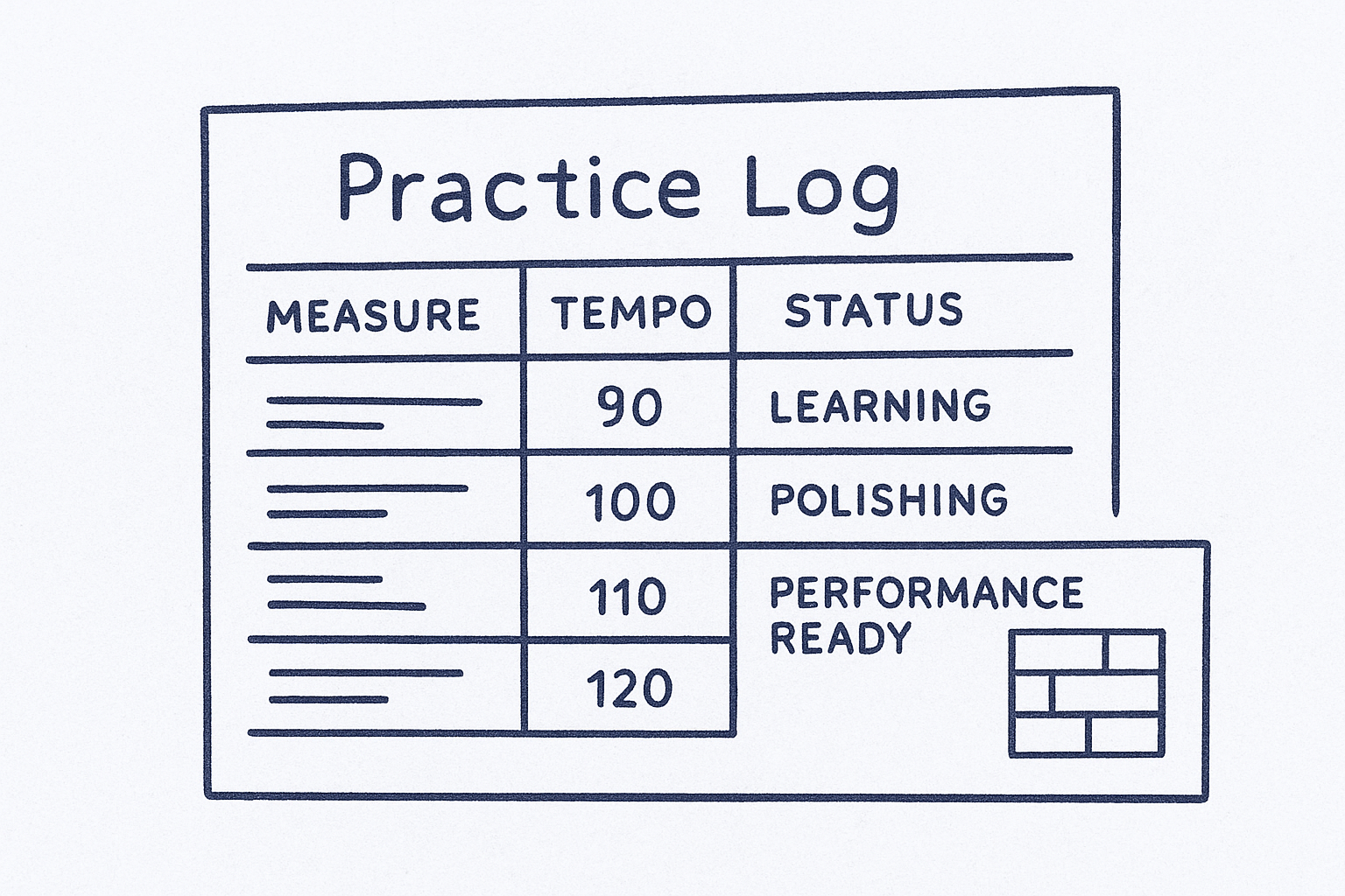 4. Piece-specific practice log template