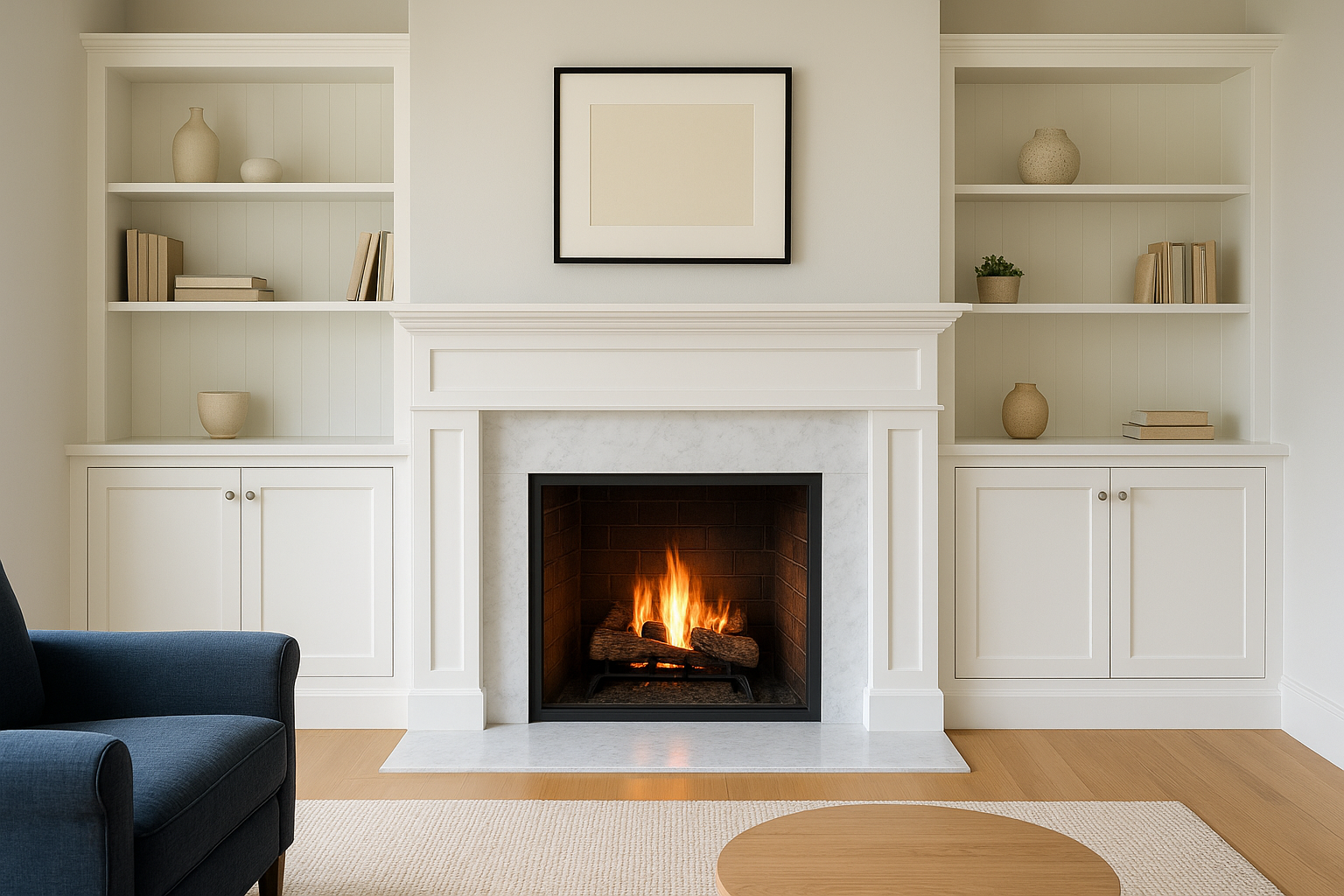 2. Built-ins around a fireplace