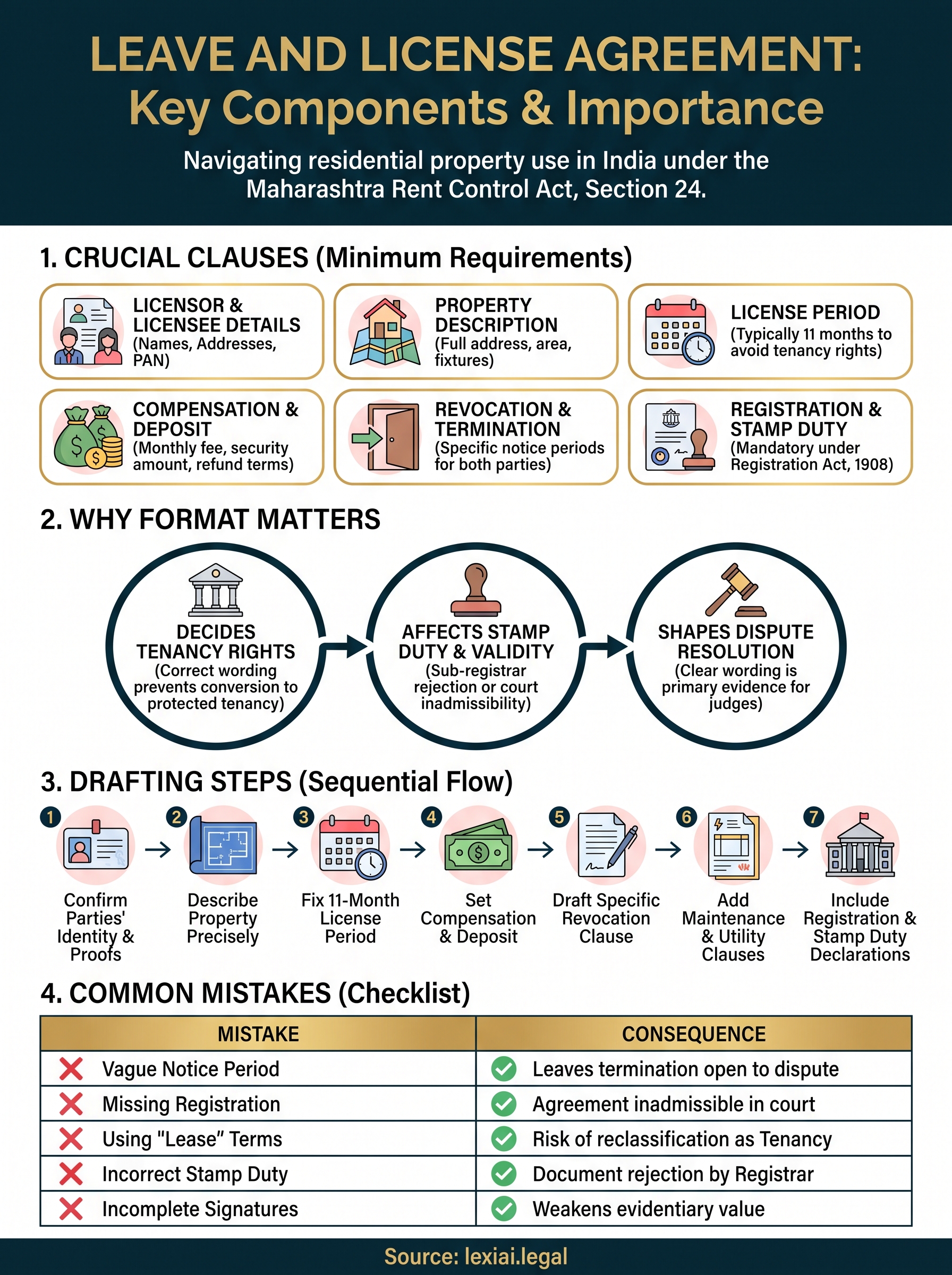 leave and license agreement format infographic